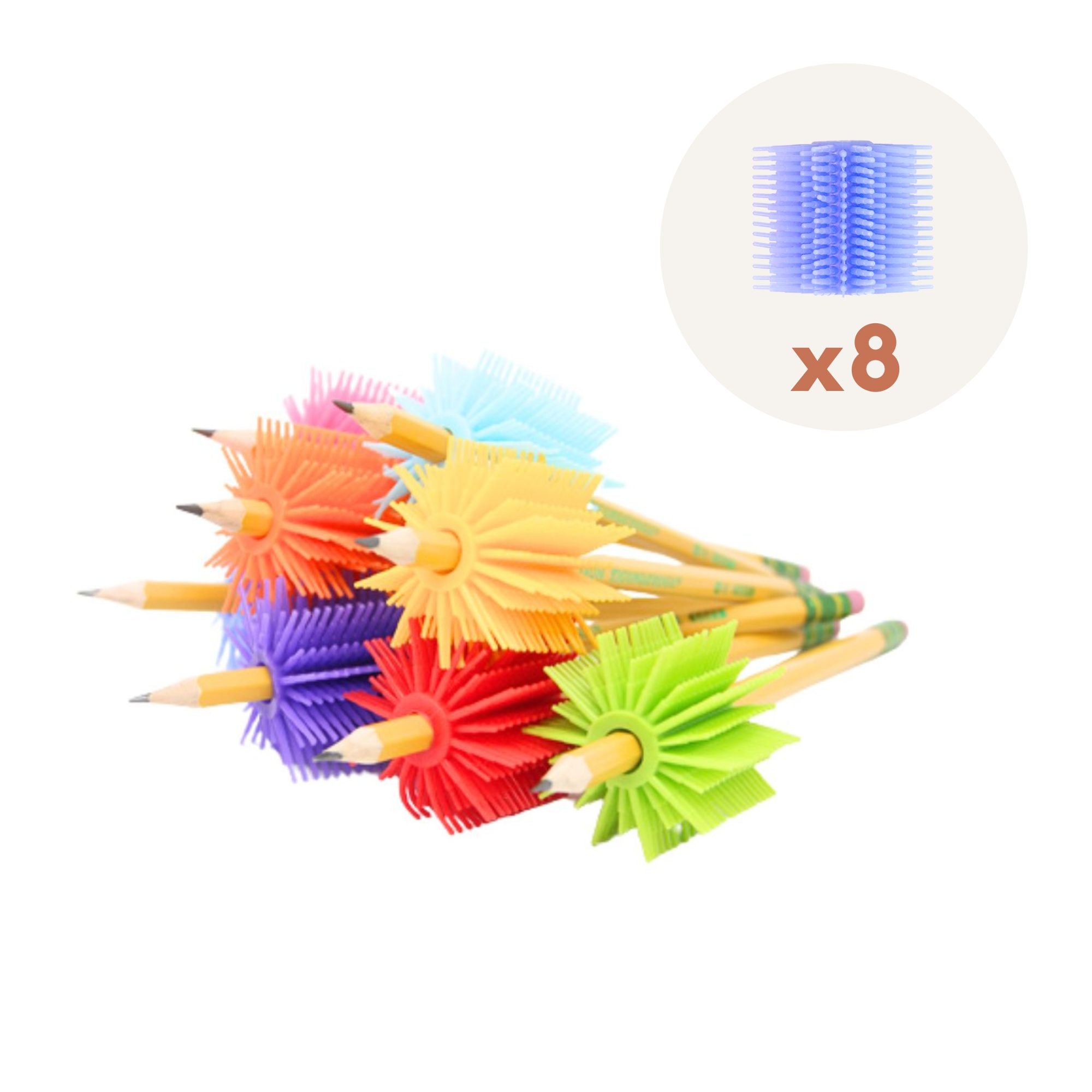 SPIKE Silicone Fidget Play Pencil Gripper 8Pack
