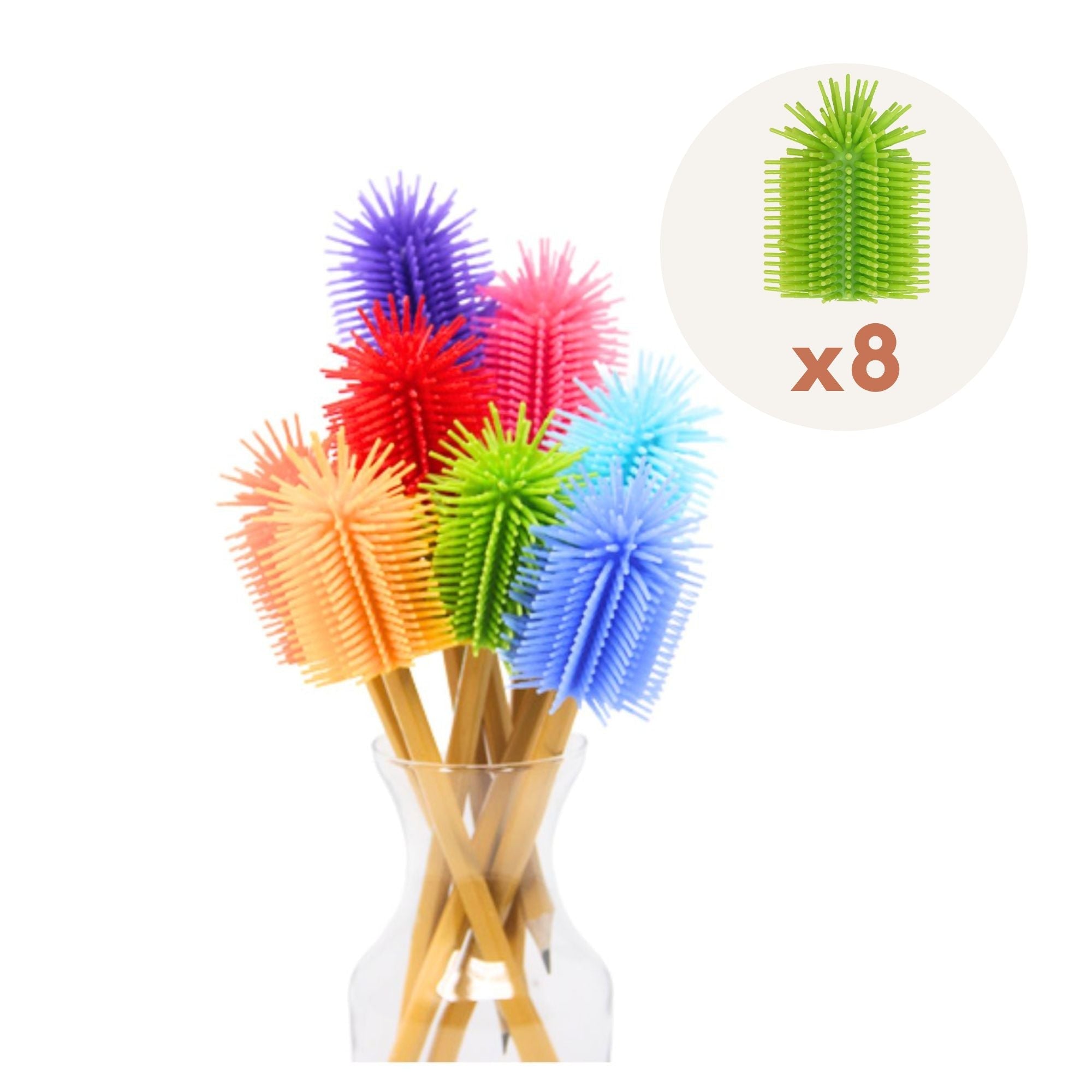 SPIKE Silicone Fidget Play Pencil Topper 8Pack