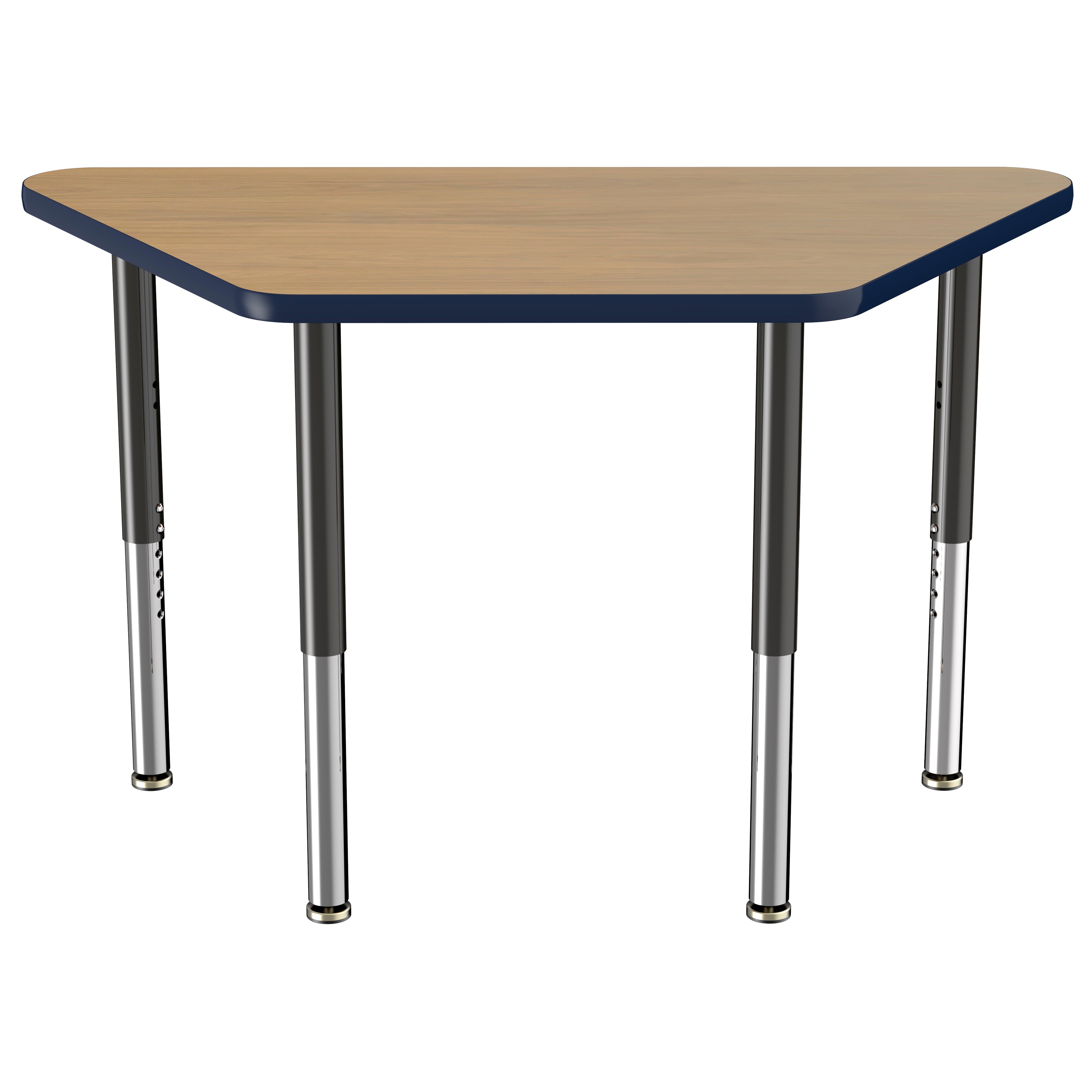 24" x 48" Trapezoid T-Molding Activity Table with Adjustable Super Legs - Pasadena Oak/Navy/Black