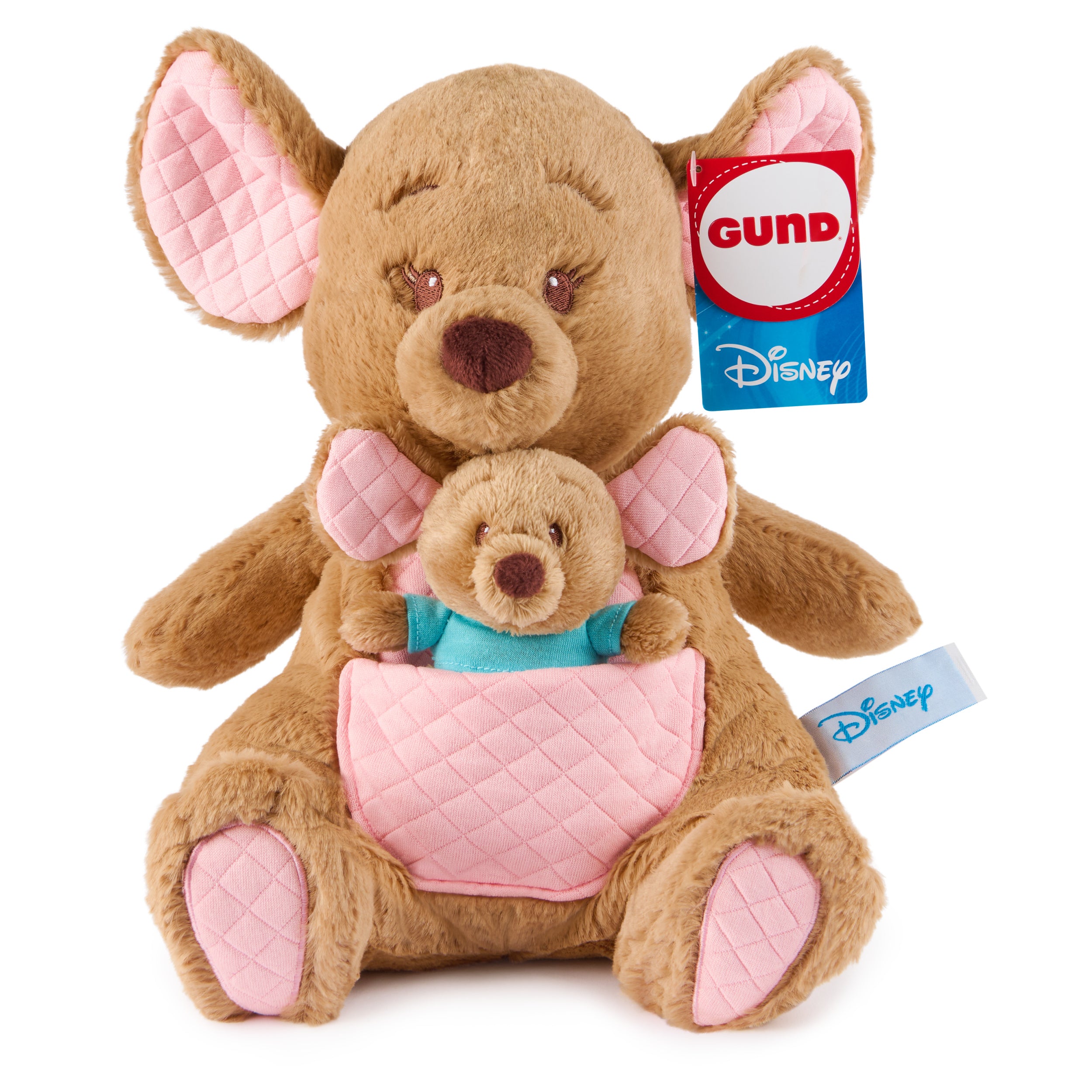 GUND Disney Official Kanga and Roo Oh So Snuggly Plush, Winnie the Pooh, Kangaroo and Baby Stuffed Animals for Ages 1 and Up, Brown, 12.5”