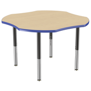 48" x 48" Clover T-Molding Activity Table with Adjustable Super Legs - Maple/Blue/Black