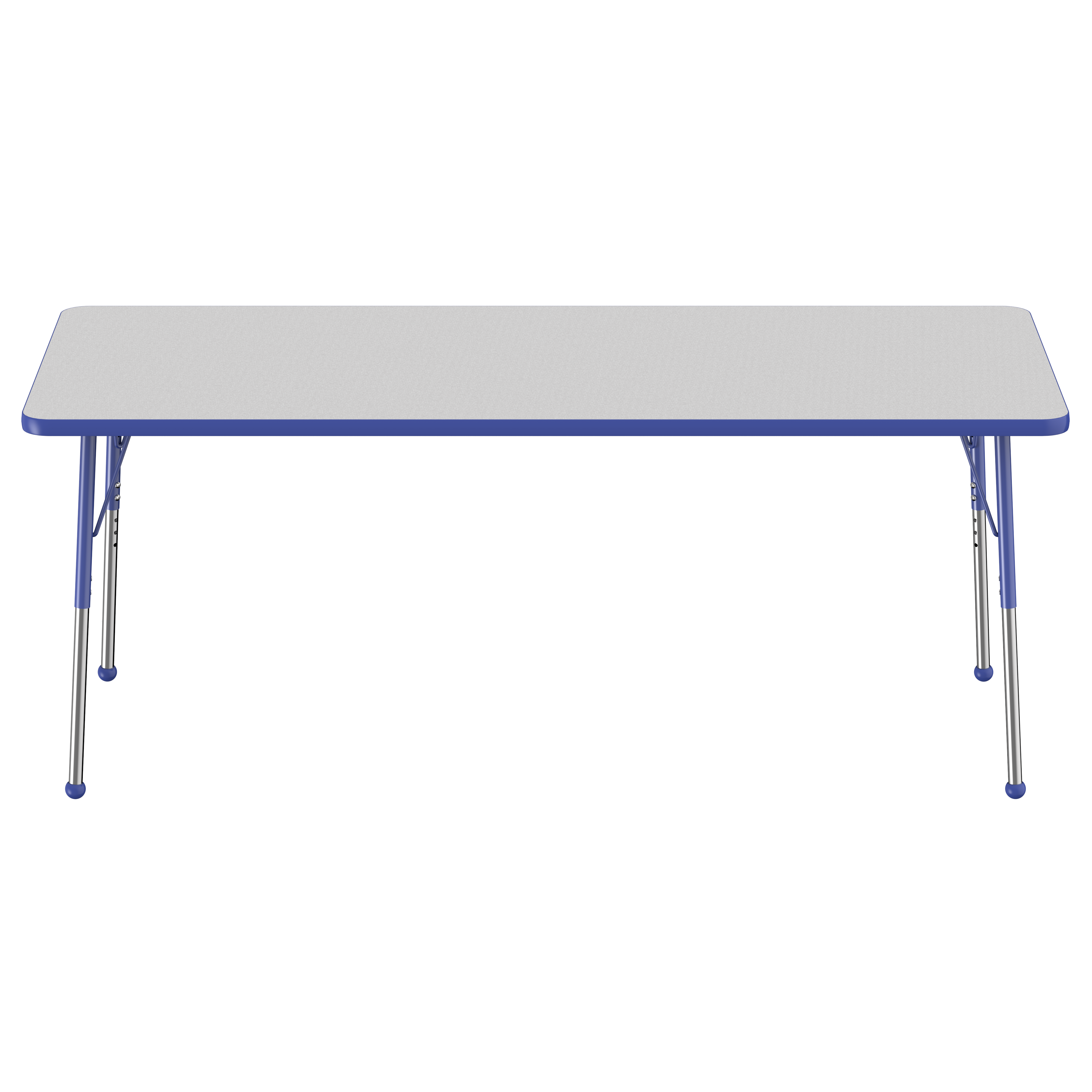 30" x 72" Rectangle T-Molding Activity Table with Adjustable Standard Ball Glide Legs - Gray/Blue
