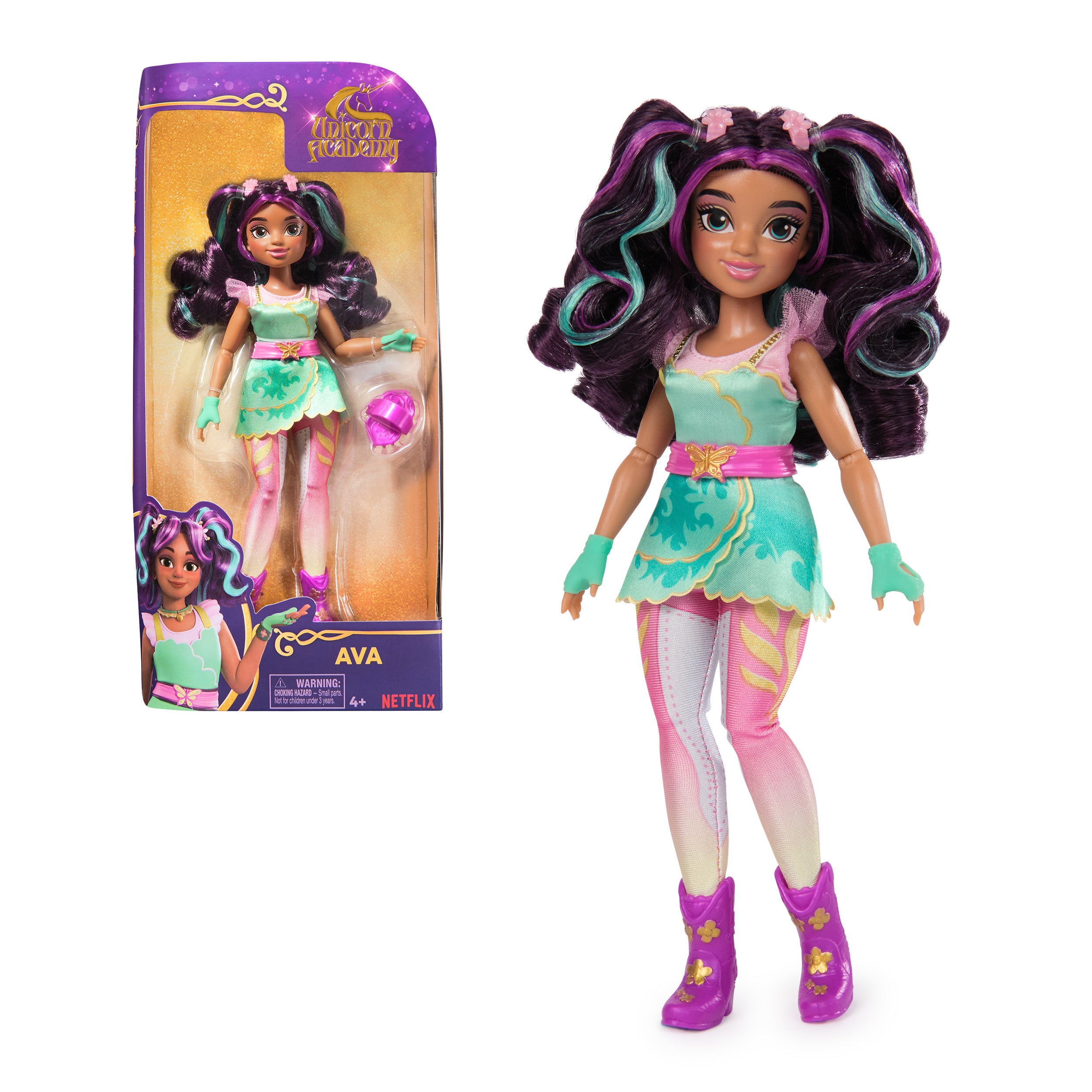 Unicorn Academy, Ava Doll with 7 Accessories, 9.5”, Dolls & Unicorn Toys for Girls Ages 4 and up
