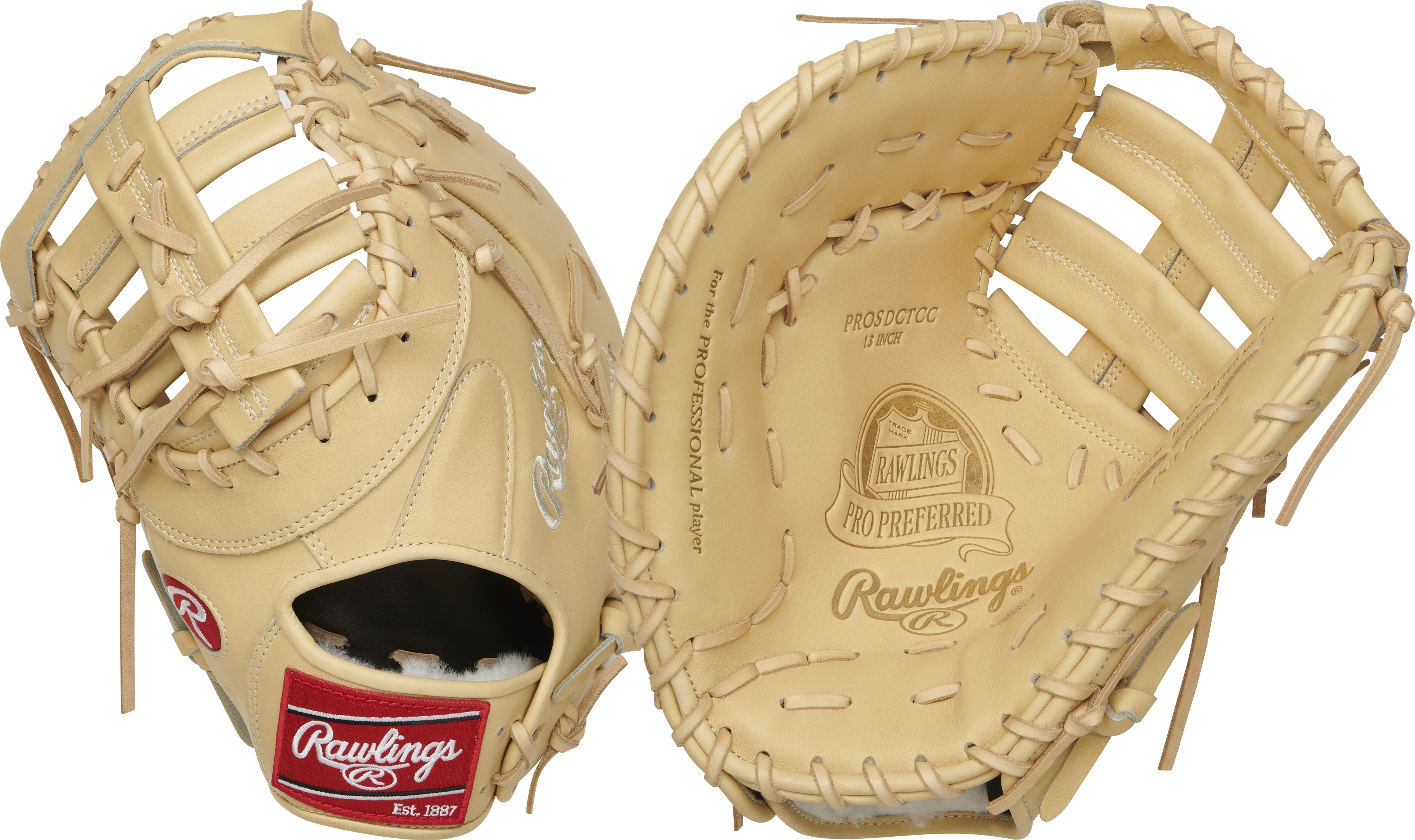 Rawlings Pro Preferred Series First Base Mitt 13-Inch Baseball Glove - Left Hand Thrower - Camel