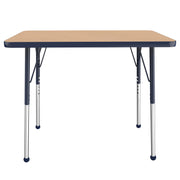 24" x 36" Rectangle T-Molding Activity Table with Adjustable Standard Ball Glide Legs - Maple/Navy