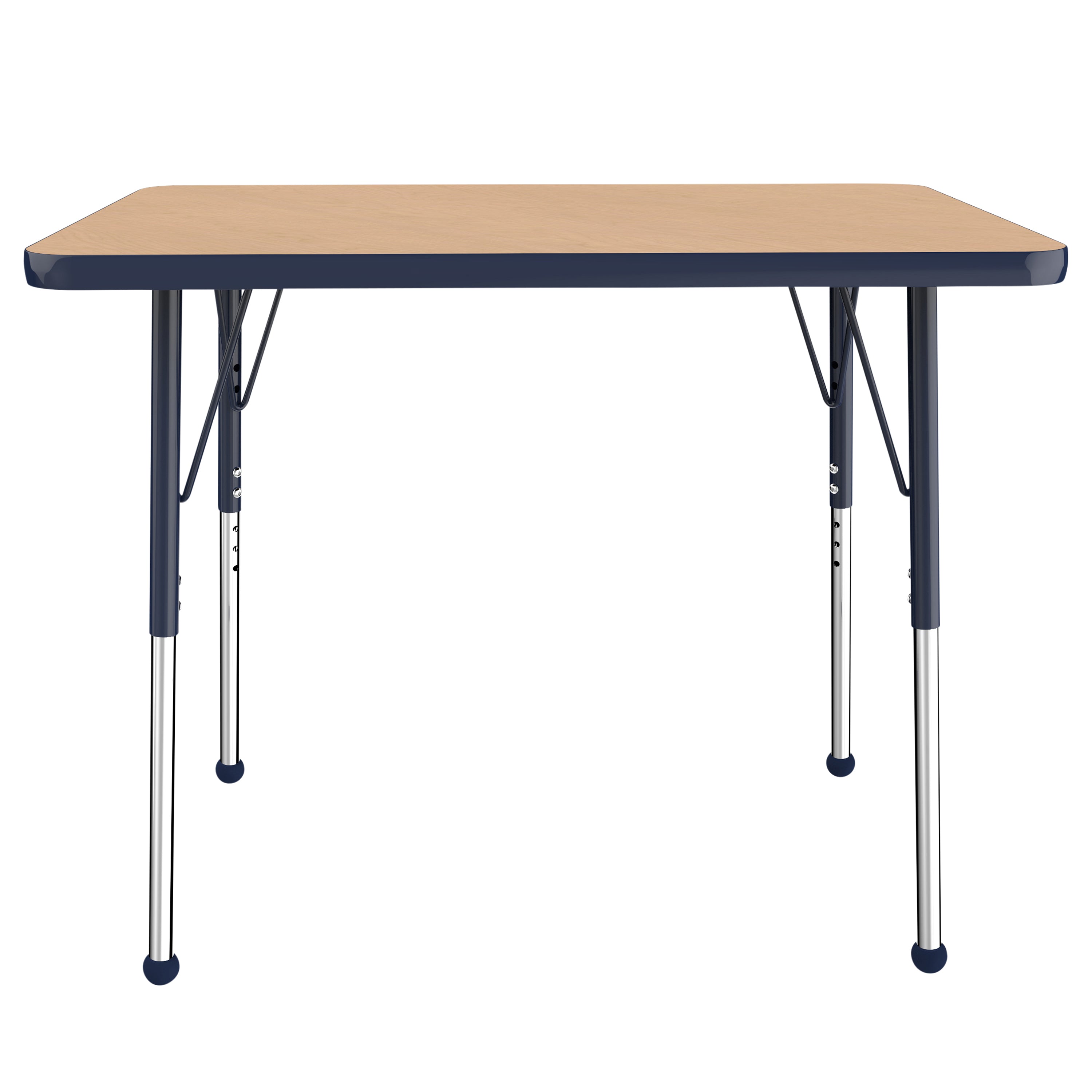 24" x 36" Rectangle T-Molding Activity Table with Adjustable Standard Ball Glide Legs - Maple/Navy