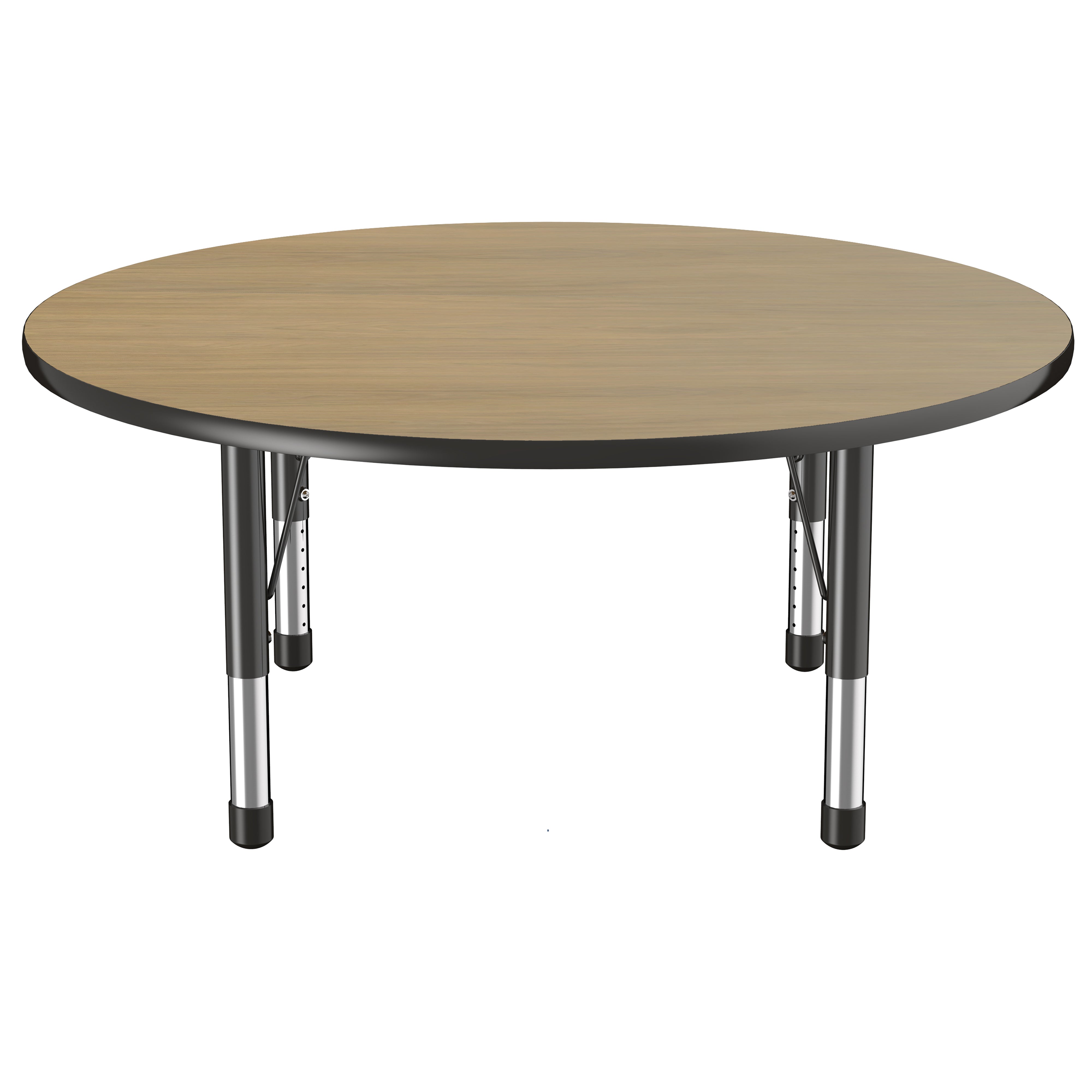 48" Round T-Molding Activity Table with Adjustable Chunky Legs - Pasadena Oak/Black