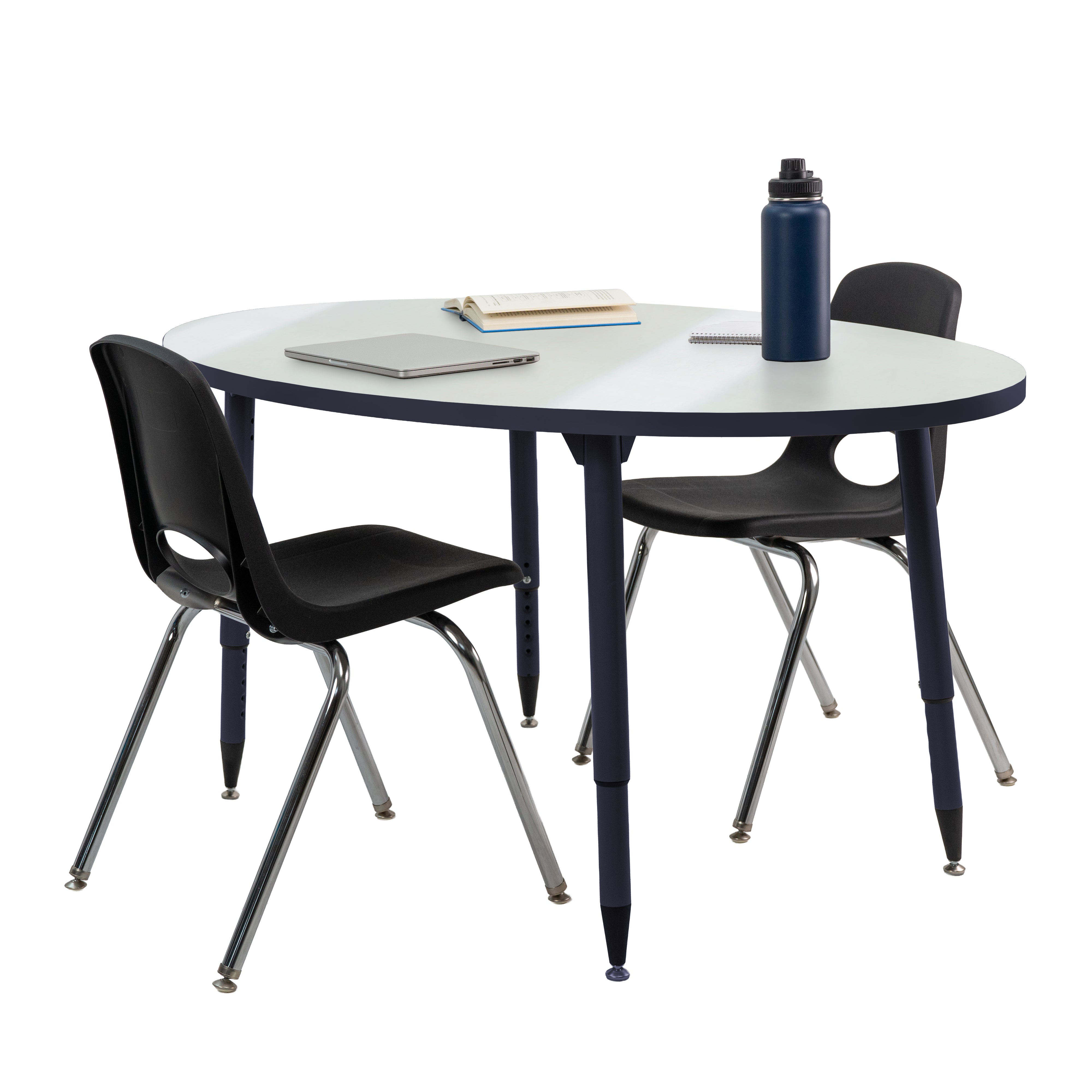 Adapte 30" x 60" Oval Dry-Erase Activity Table with Adjustable Tapered Legs - Whiteboard/Navy