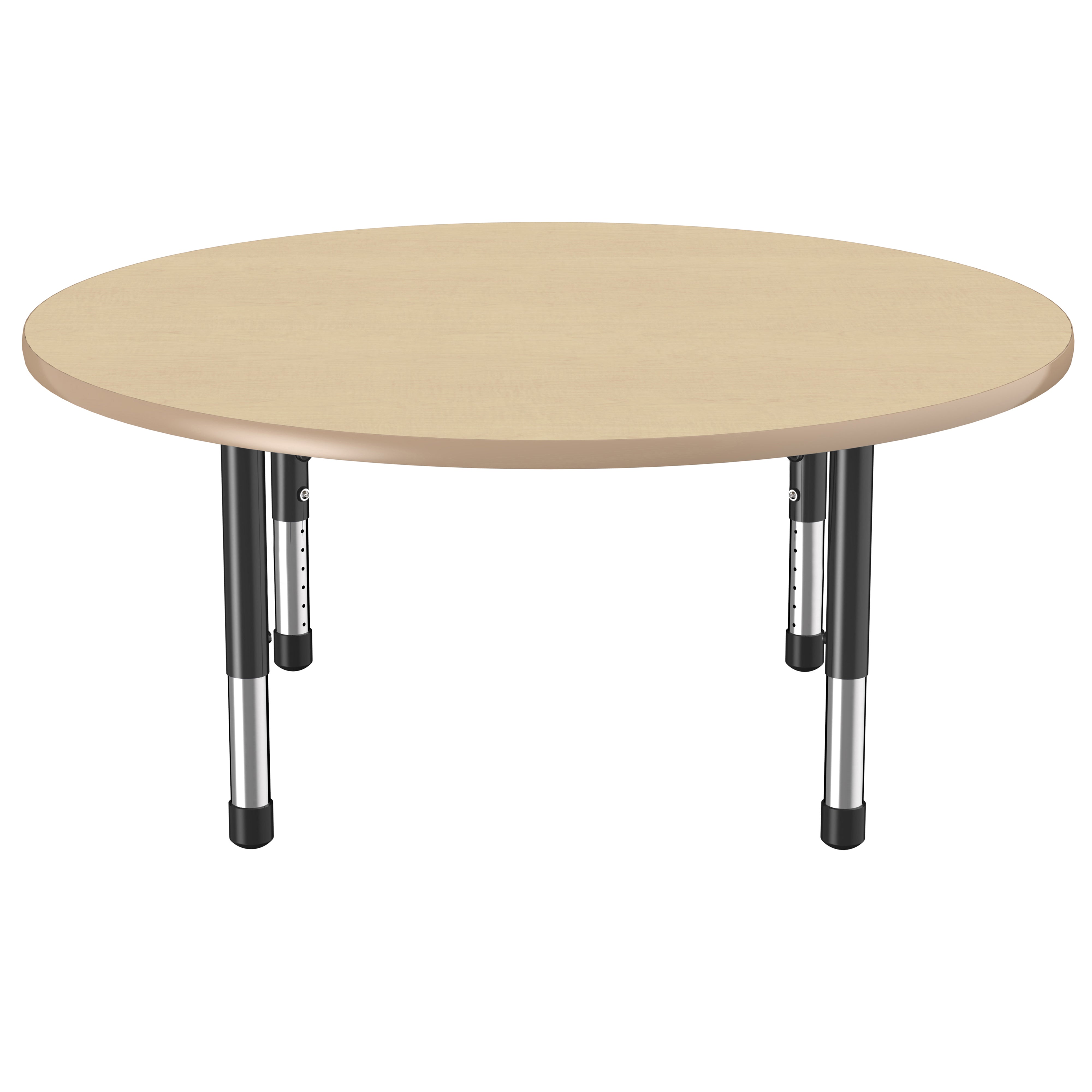 48" Round Thermofused Activity Table with Adjustable Chunky Legs - Maple/Maple/Black