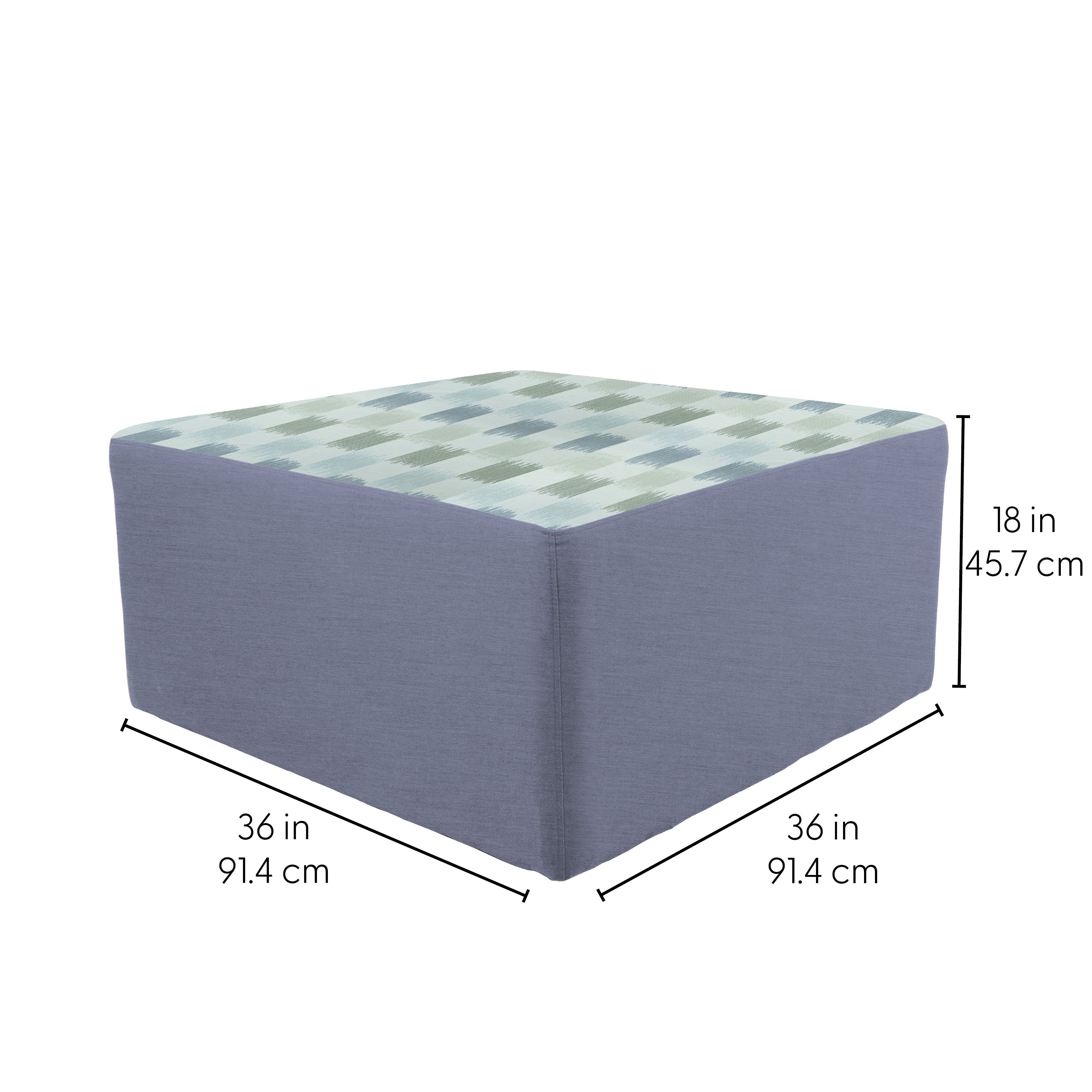 Outdoor 36" Square Ottoman with Sunbrella, 18" H - Dream Mist/Canvas Haze