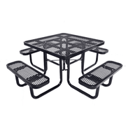 46" Steel Square Picnic Table, Expanded, Metal Outdoor Table (Black)
