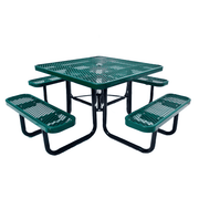 46" Steel Square Picnic Table, Expanded, Metal Outdoor Table (Green)
