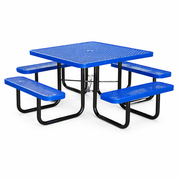 46" Steel Square Picnic Table, Expanded, Metal Outdoor Table (Blue)