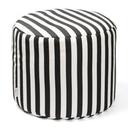 Jaxx Spring Indoor / Outdoor Bean Bag Pouf Ottoman, Black & White Stripes