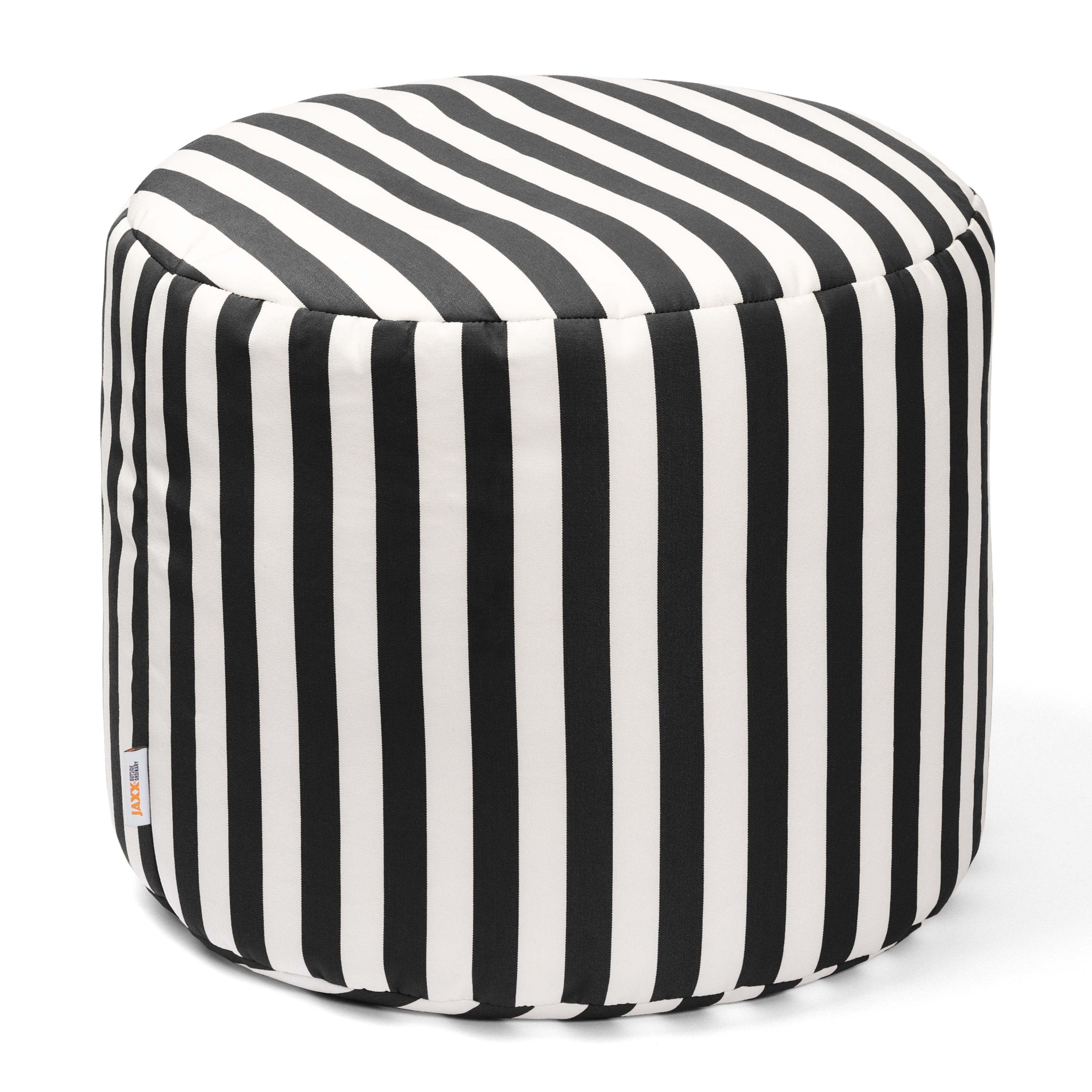Jaxx Spring Indoor / Outdoor Bean Bag Pouf Ottoman, Black & White Stripes