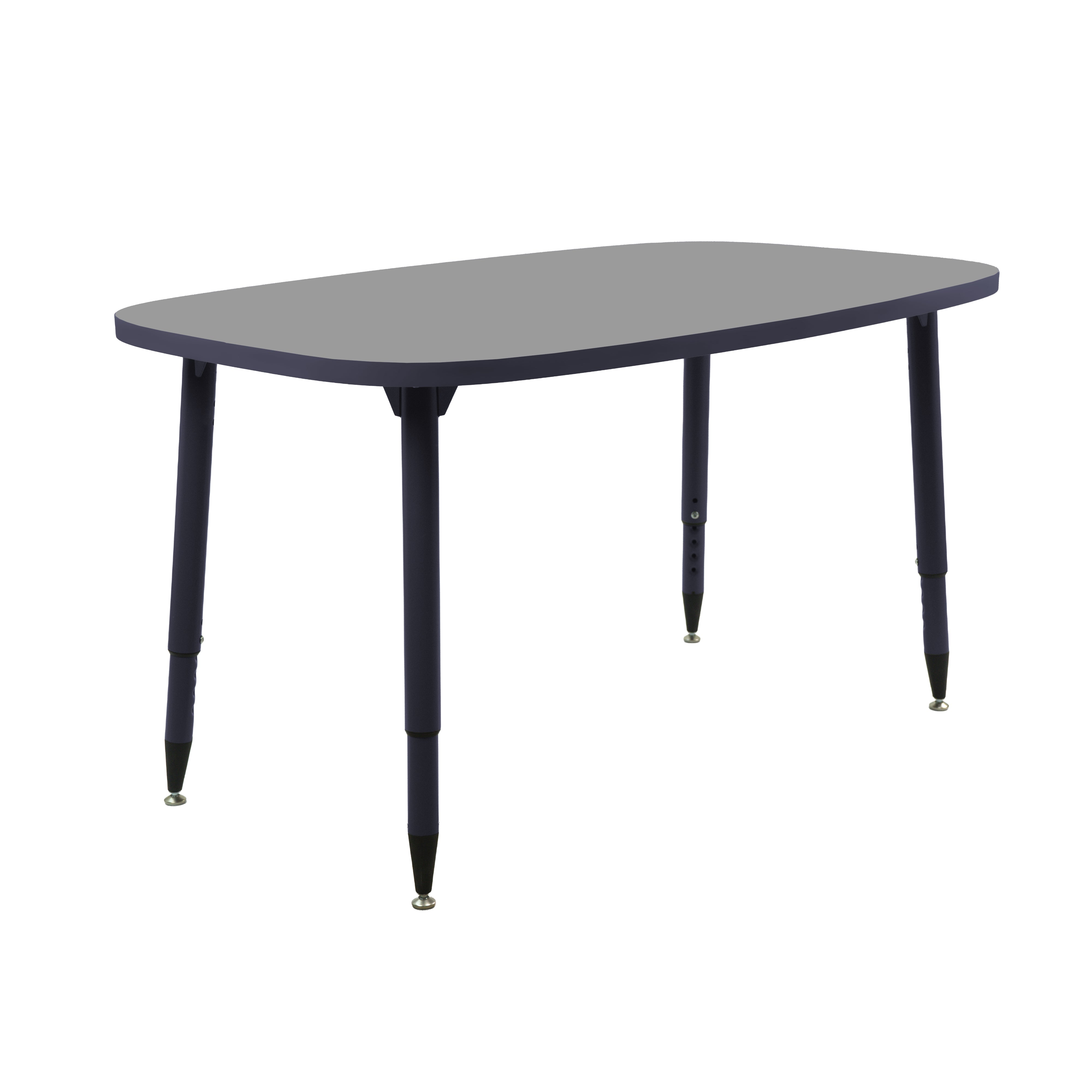 Adapte 31" x 50" Rounded Rectangle Thermofused Activity Table with Adjustable Tapered Legs - North Sea/Navy