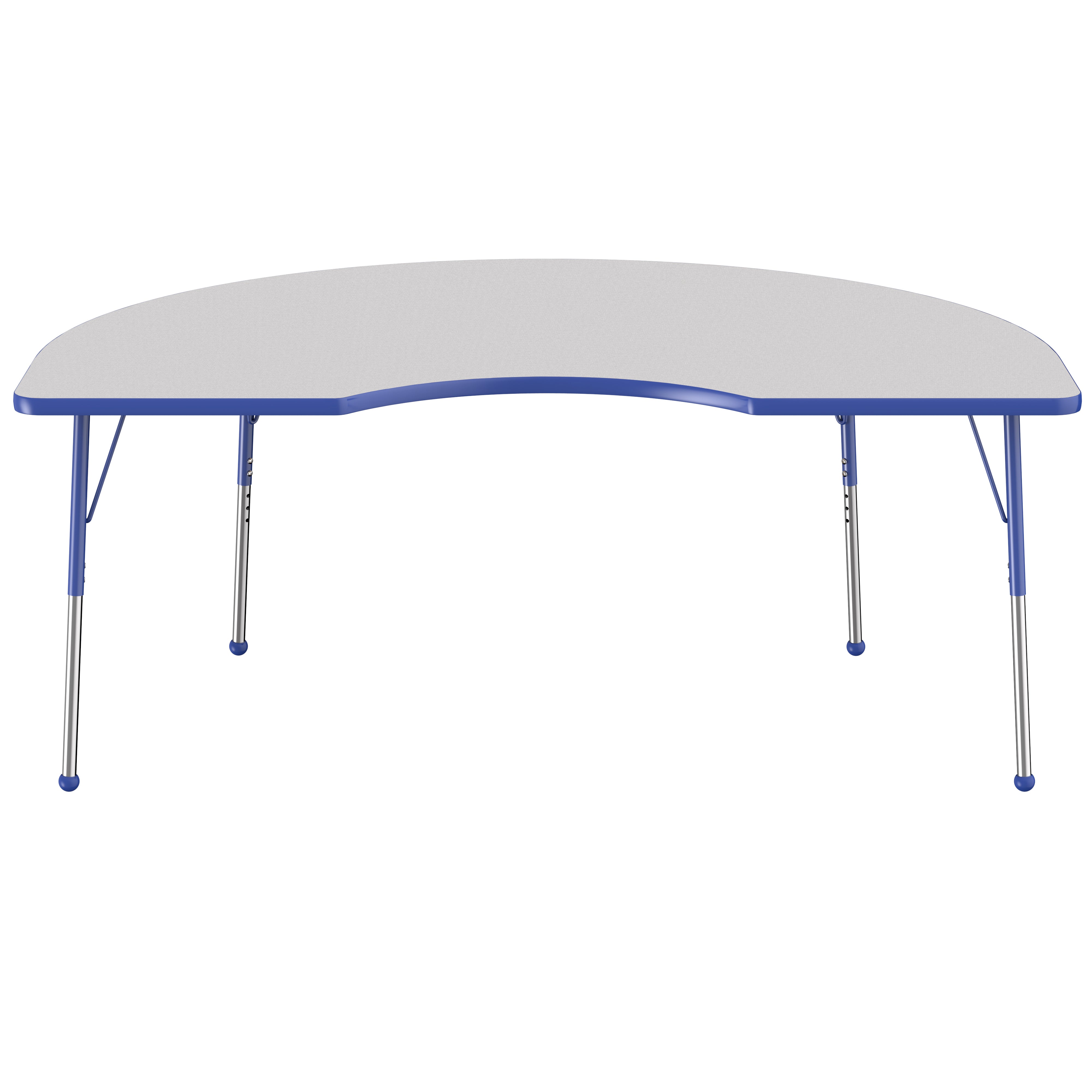 48" x 72" Kidney Thermofused Activity Table with Adjustable Standard Ball Glide Legs - Gray/Blue