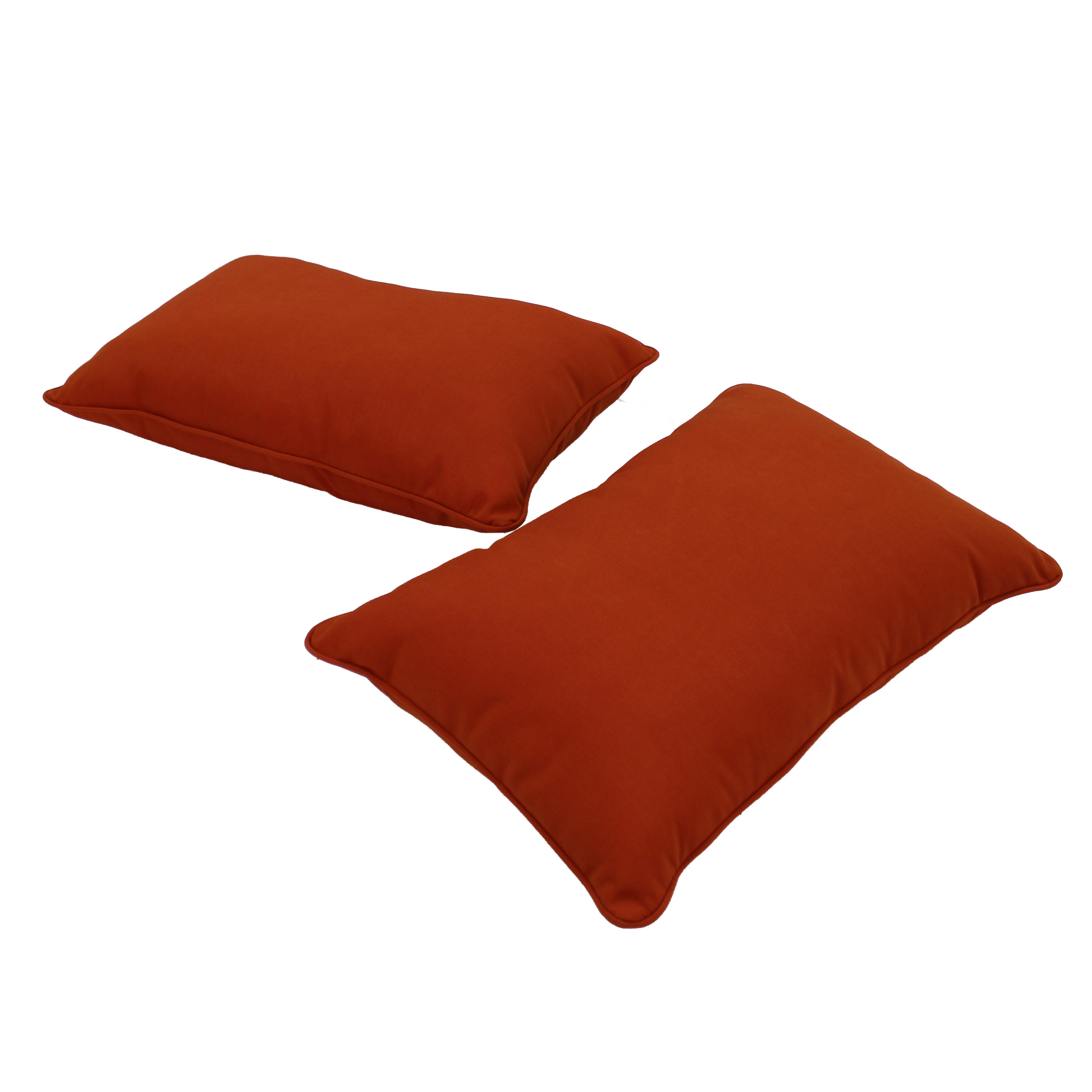 Presidio 16" x 24" Lumbar Indoor/Outdoor Pillow with Piping, 2-Piece - Burnt Orange