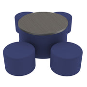 Pro Series 30" Round Ottoman Table with Round 12" H Seating, 5-Piece Set - Navy/Cosmic Strandz