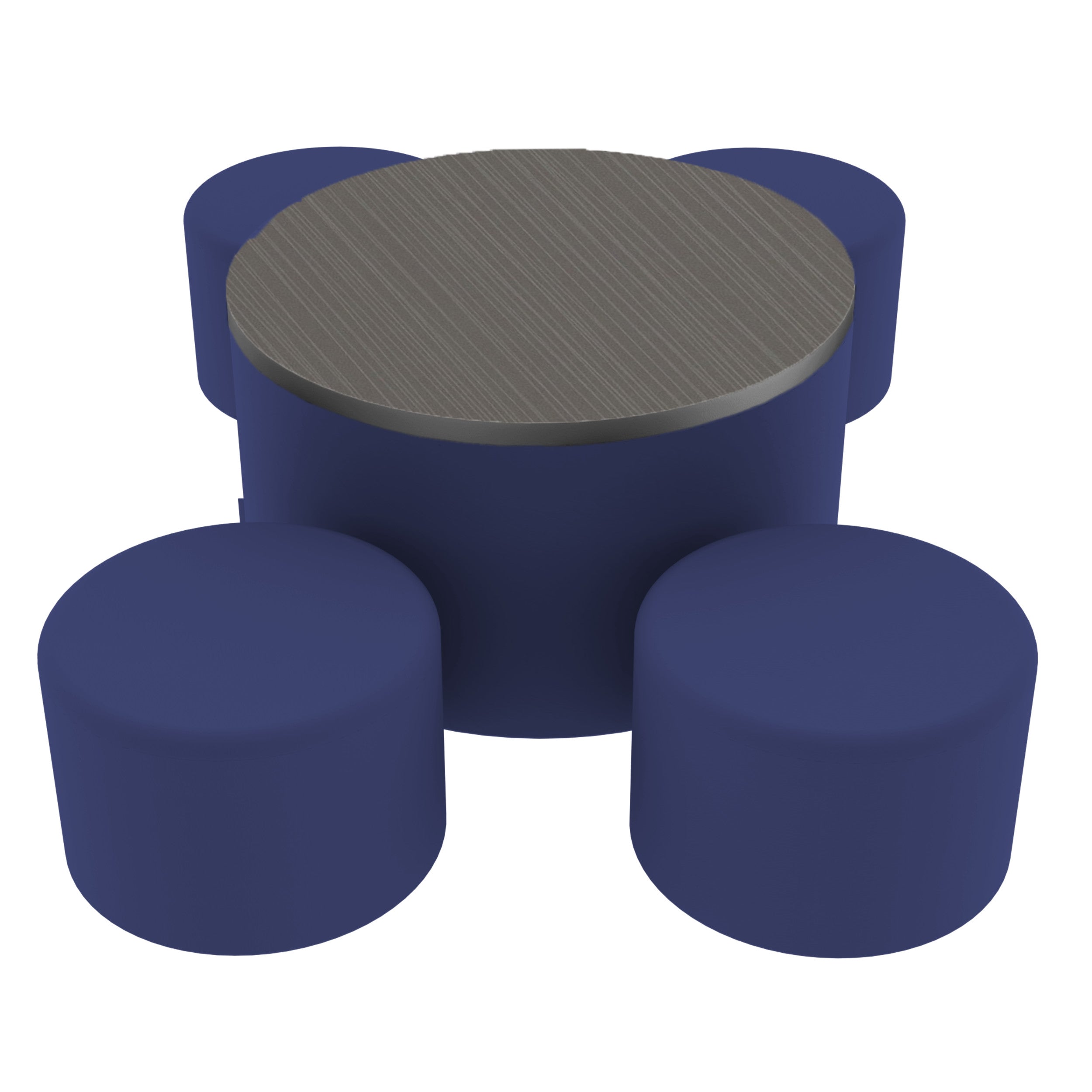 Pro Series 30" Round Ottoman Table with Round 12" H Seating, 5-Piece Set - Navy/Cosmic Strandz