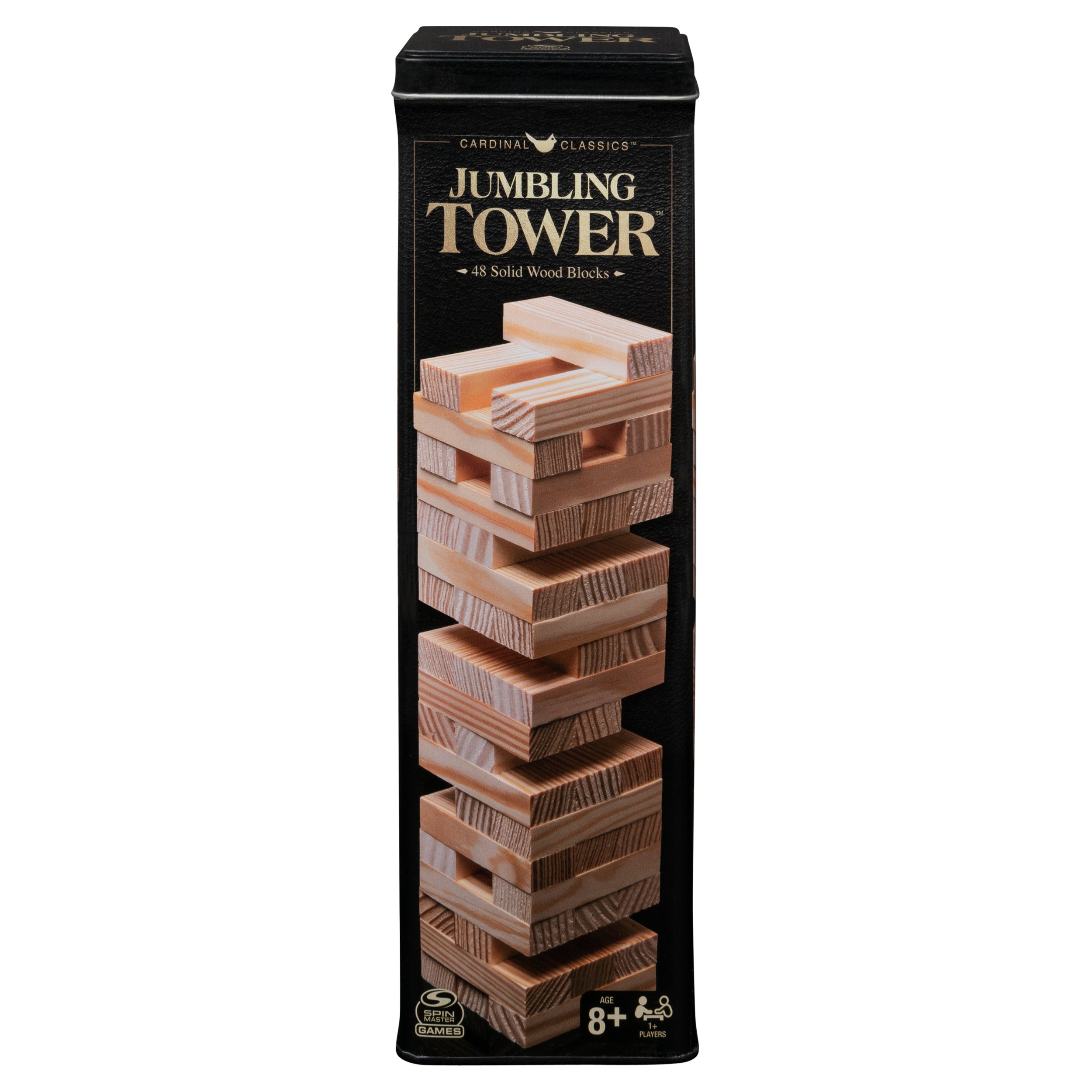 Jumbling Tower Party Game with 48 Wood Blocks, for Families and Kids Ages 8 and up