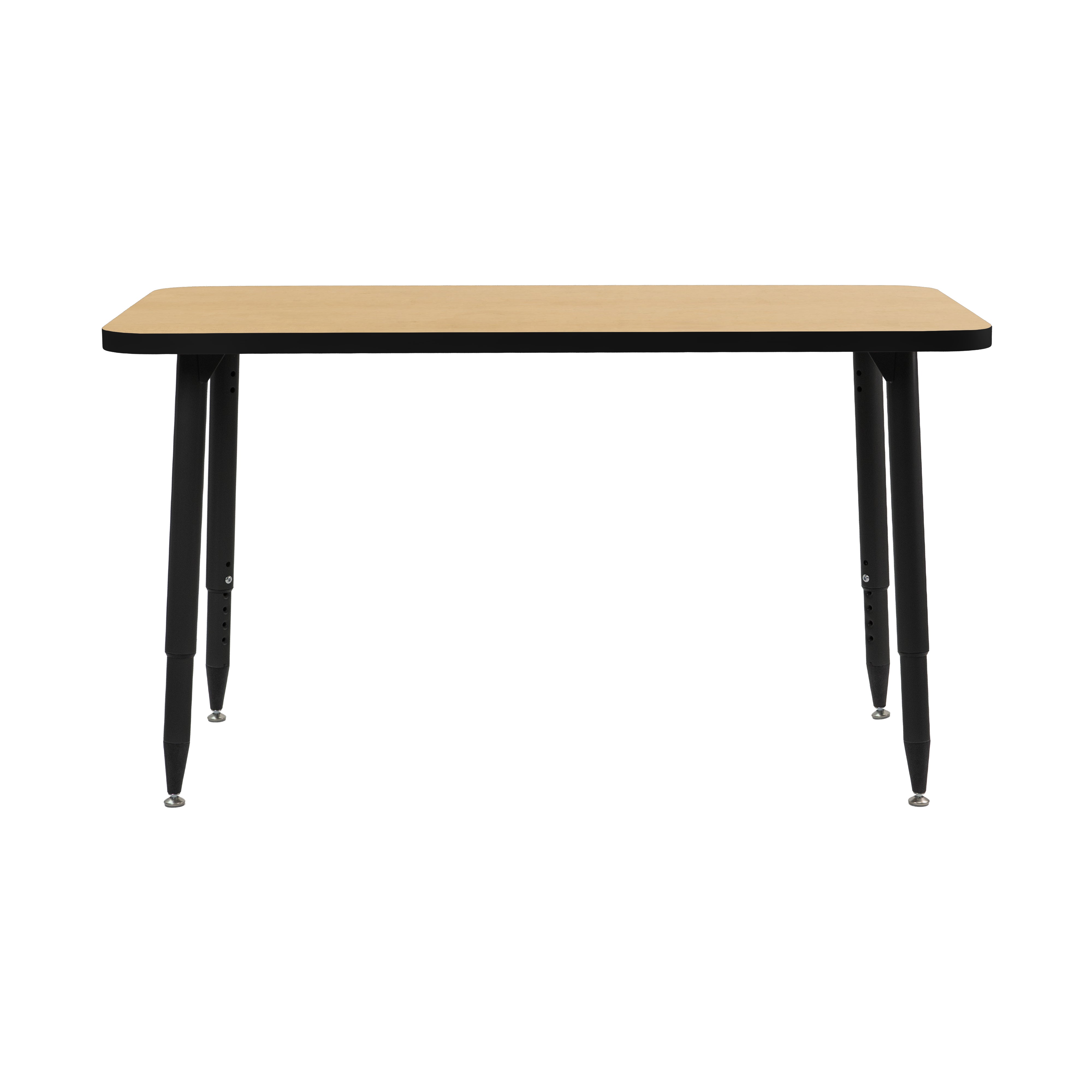 Adapte 24" x 48" Rectangle Thermofused Activity Table with Adjustable Tapered Legs - Maple/Black
