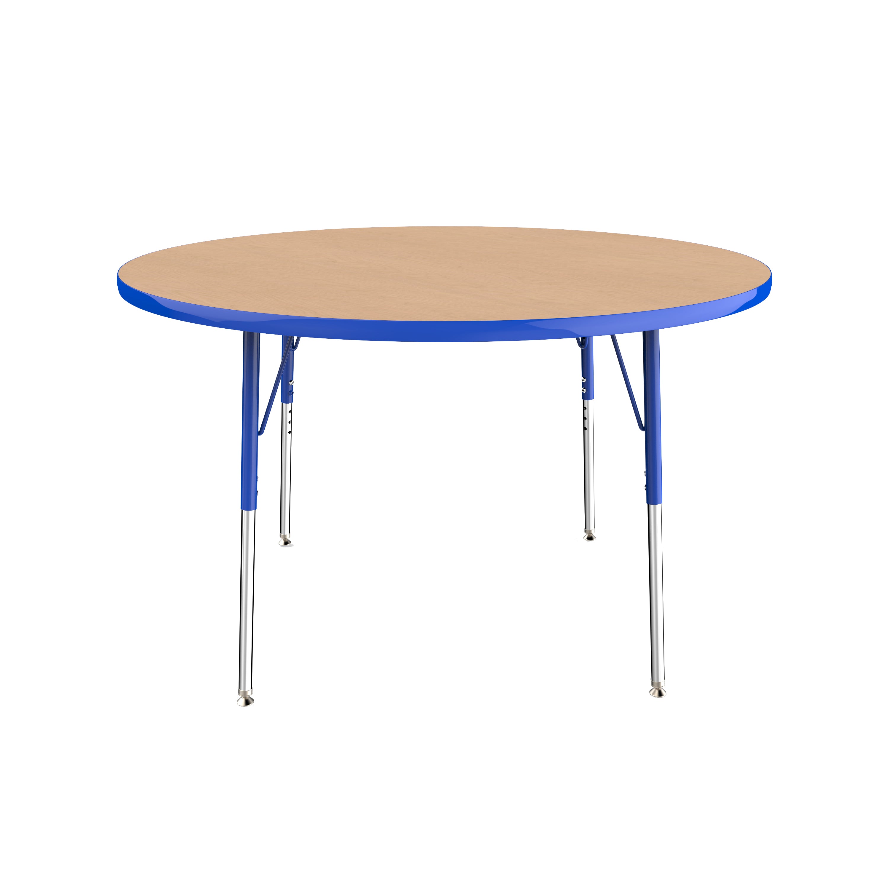 48" Round T-Molding Activity Table with Adjustable Standard Swivel Glide Legs - Maple/Blue