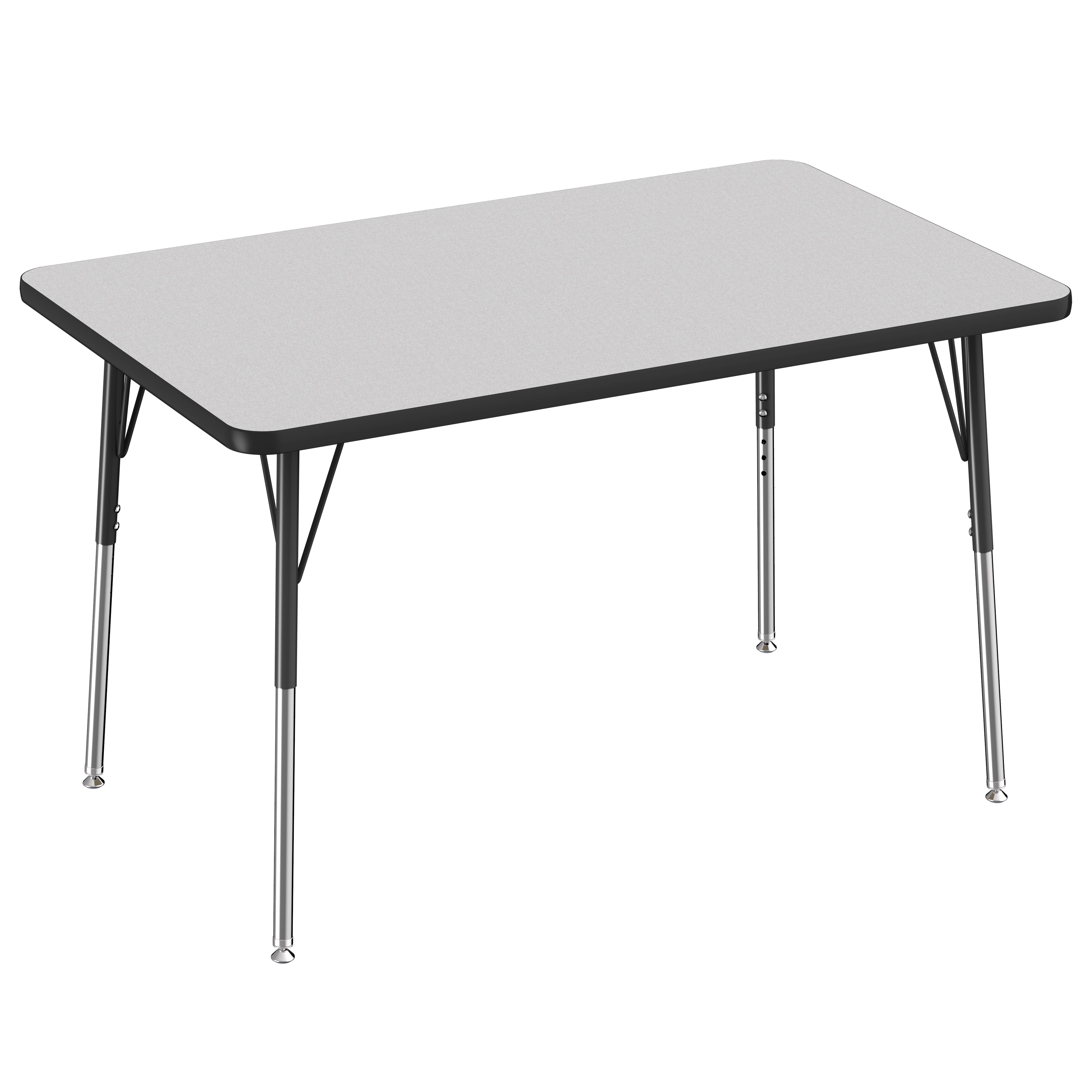 30" x 48" Rectangle Thermofused Activity Table with Adjustable Standard Swivel Glide Legs - Gray/Black