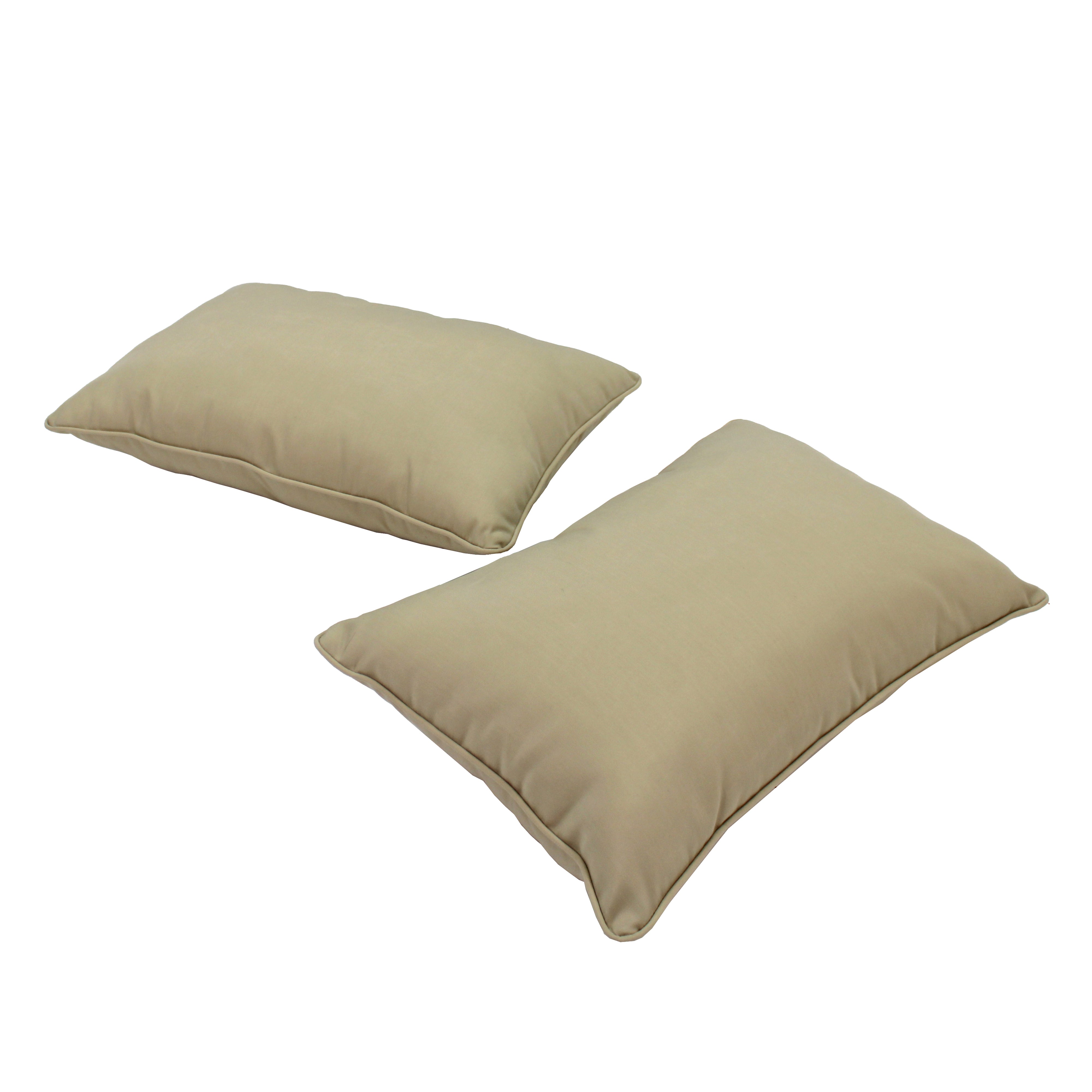 Presidio 12" x 20" Lumbar Indoor/Outdoor Pillow with Piping, 2-Piece - Beige Sand