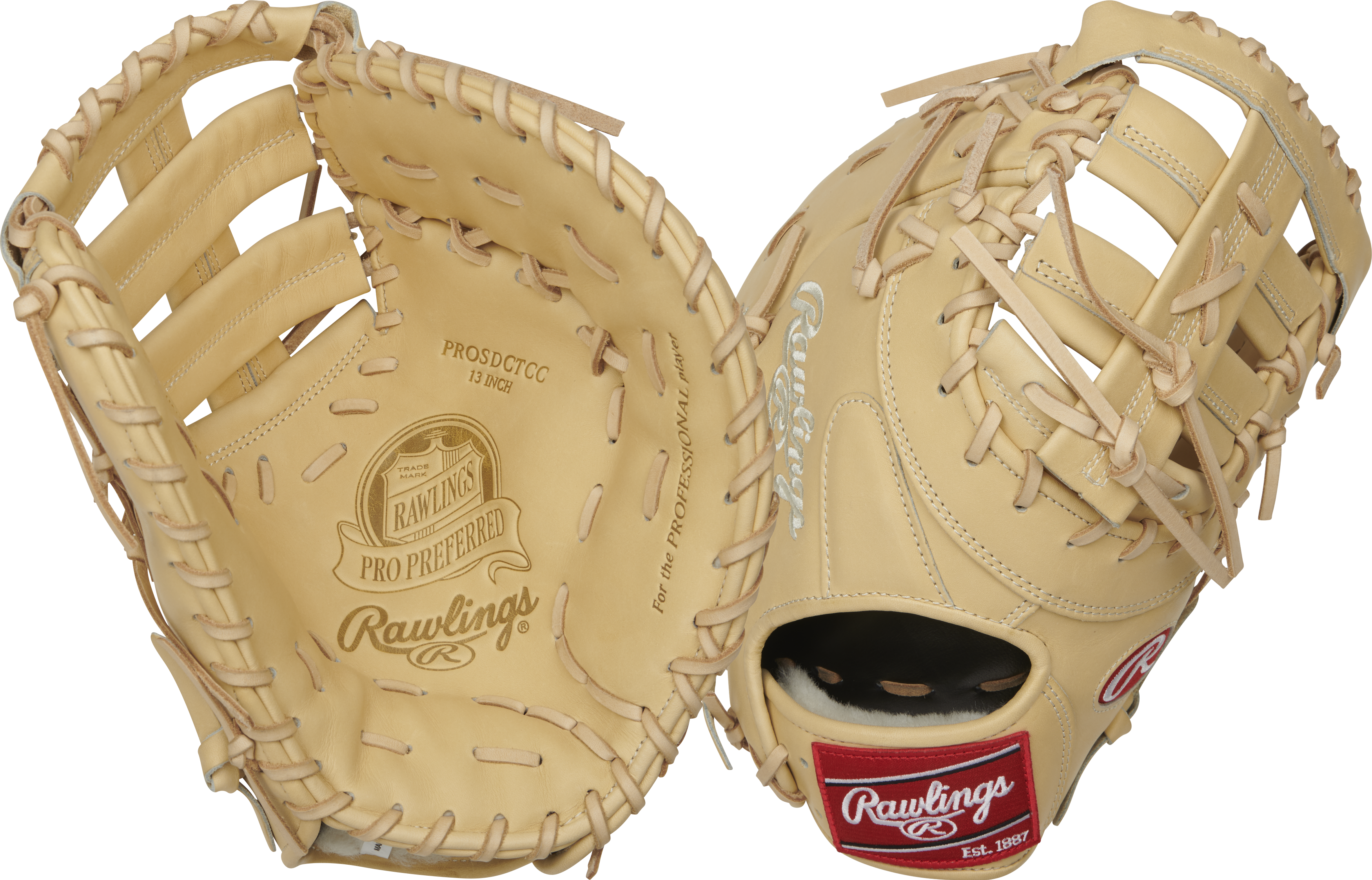 Rawlings Pro Preferred Series First Base Mitt 13-Inch Baseball Glove - Right Hand Thrower - Camel