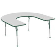 60" x 66" Horseshoe T-Molding Activity Table with Adjustable Standard Ball Glide Legs - Gray/Green