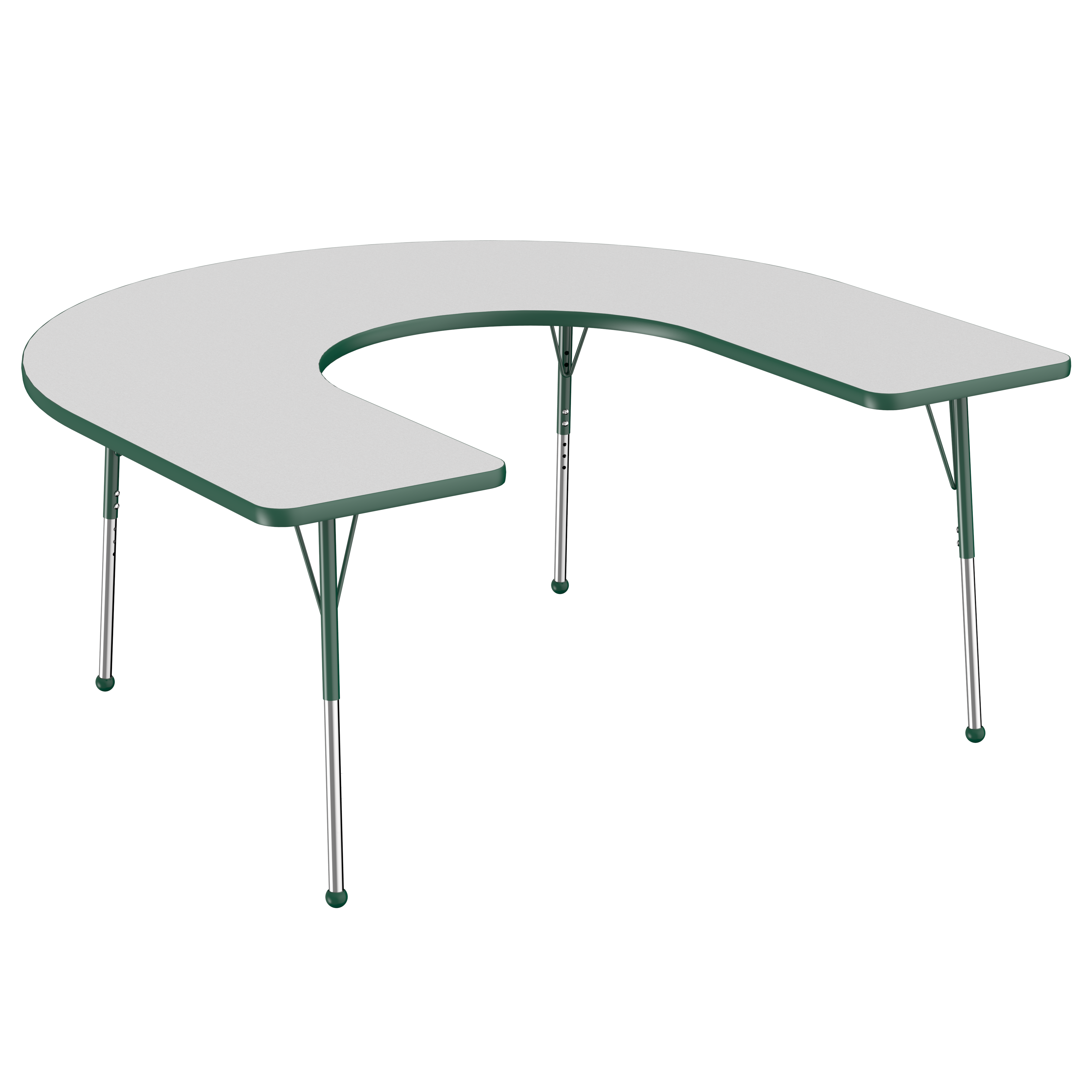 60" x 66" Horseshoe T-Molding Activity Table with Adjustable Standard Ball Glide Legs - Gray/Green