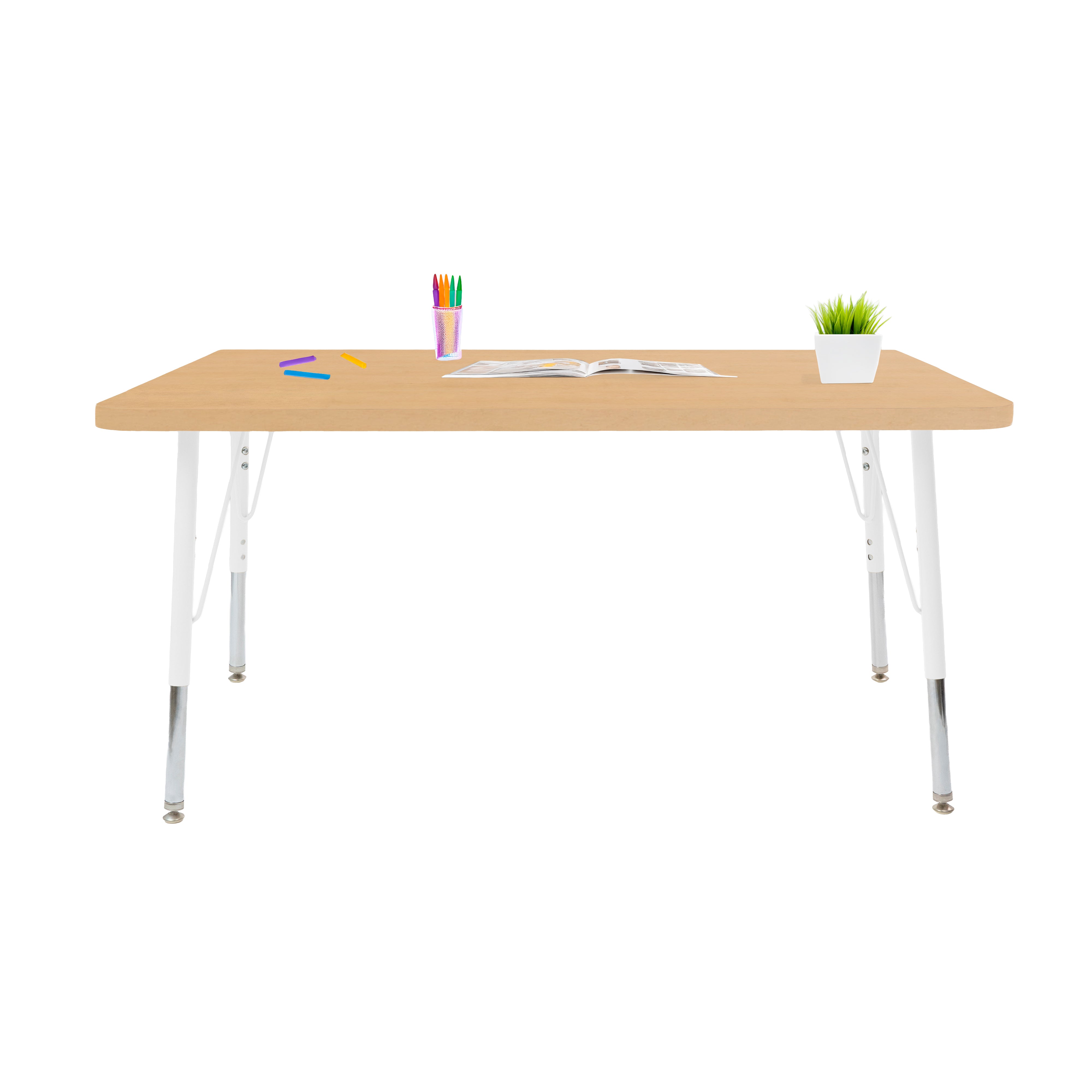 30" x 48" Rectangle Thermofused Woodgrain Activity Table with Standard Legs - Maple Grain/White
