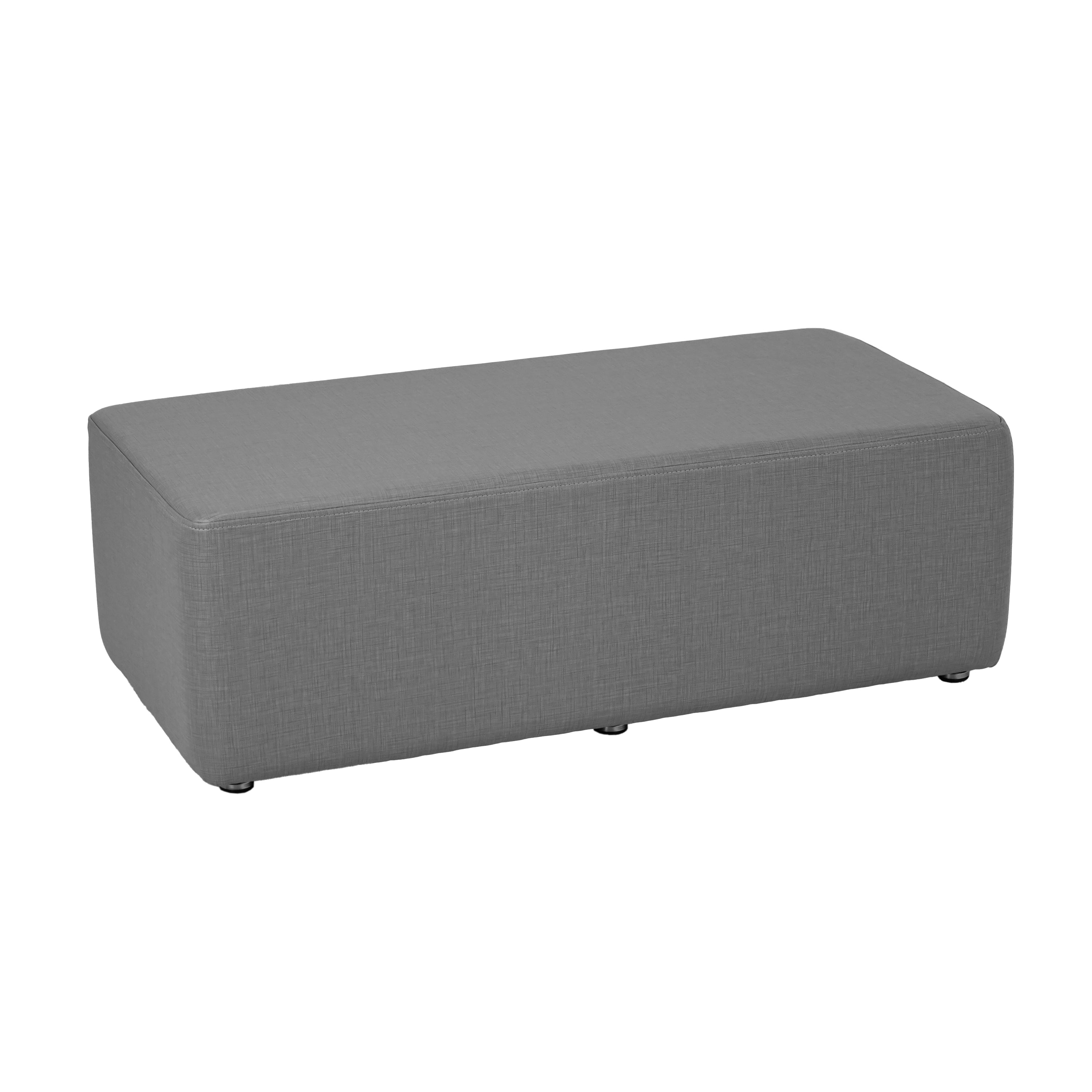 Pro Series Upholstered Rectangle Ottoman 12" Height - Slate Gray Crosshatch
