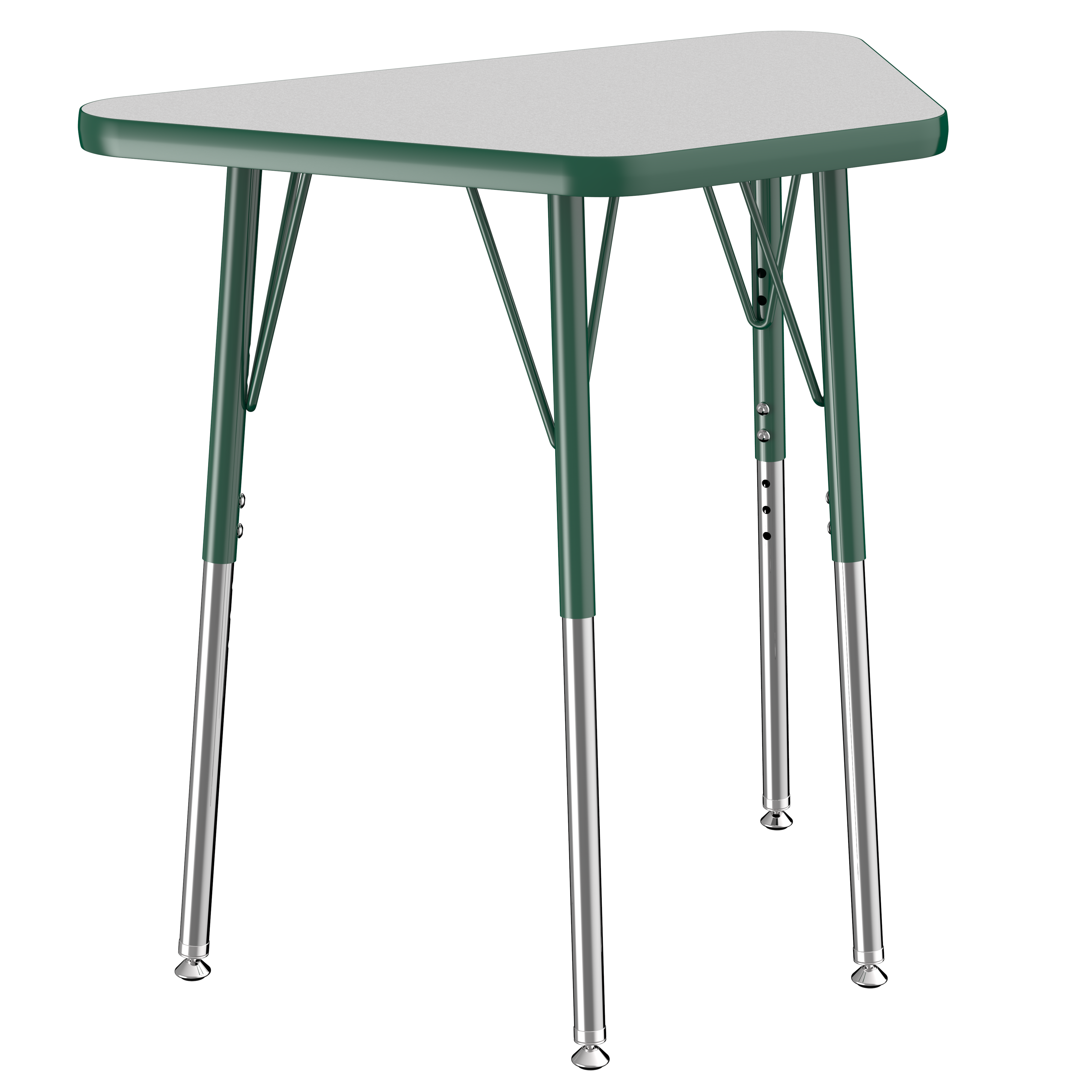 18" x 30" Trapezoid T-Molding Activity Table with Adjustable Standard Swivel Glide Legs - Gray/Green