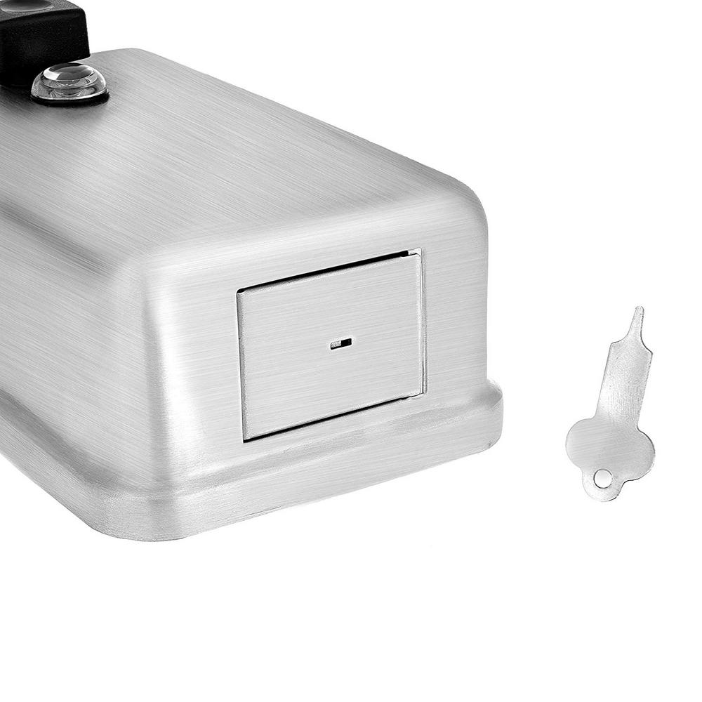 Alpine Industries Manual Surface-Mounted Stainless Steel Liquid Soap Dispenser, 40 oz Capacity, Vertical