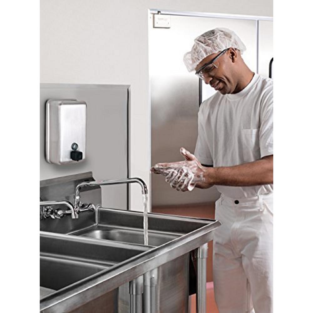 1200 ml Vertical Manual Surface-Mounted Stainless Steel Liquid Soap Dispenser 2 Pack