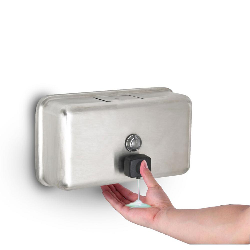 1200 ml Stainless Steel Horizontal Manual Surface-Mounted Liquid Soap Dispenser 2 Pack