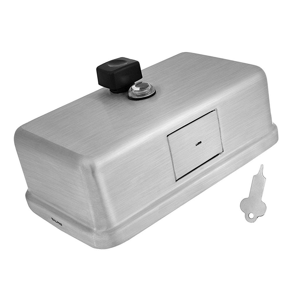 Alpine Industries Manual Surface-Mounted Stainless Steel Liquid Soap Dispenser, 40 oz Capacity, Horizontal
