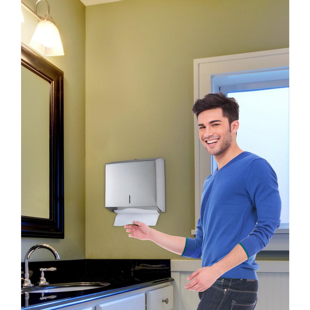 Alpine industries C-Fold/Multifold Paper Towel Dispenser, Stainless Steel Brushed