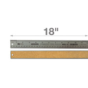 Ruler, Stainless Steel Metal w/Cork Backing, 18" Flexible, Metric and Conventional Markings