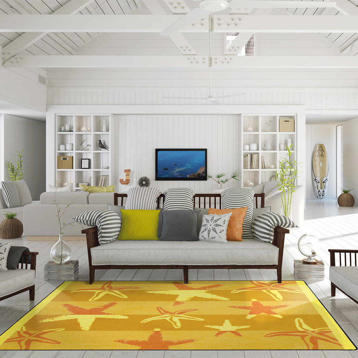 Starfish 7'8" x 10'9" area rug in color Multi