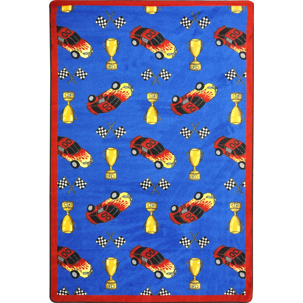 Start Your Engines 7'8" x 10'9" area rug in color Blue