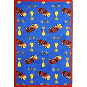Start Your Engines 5'4" x 7'8" area rug in color Blue