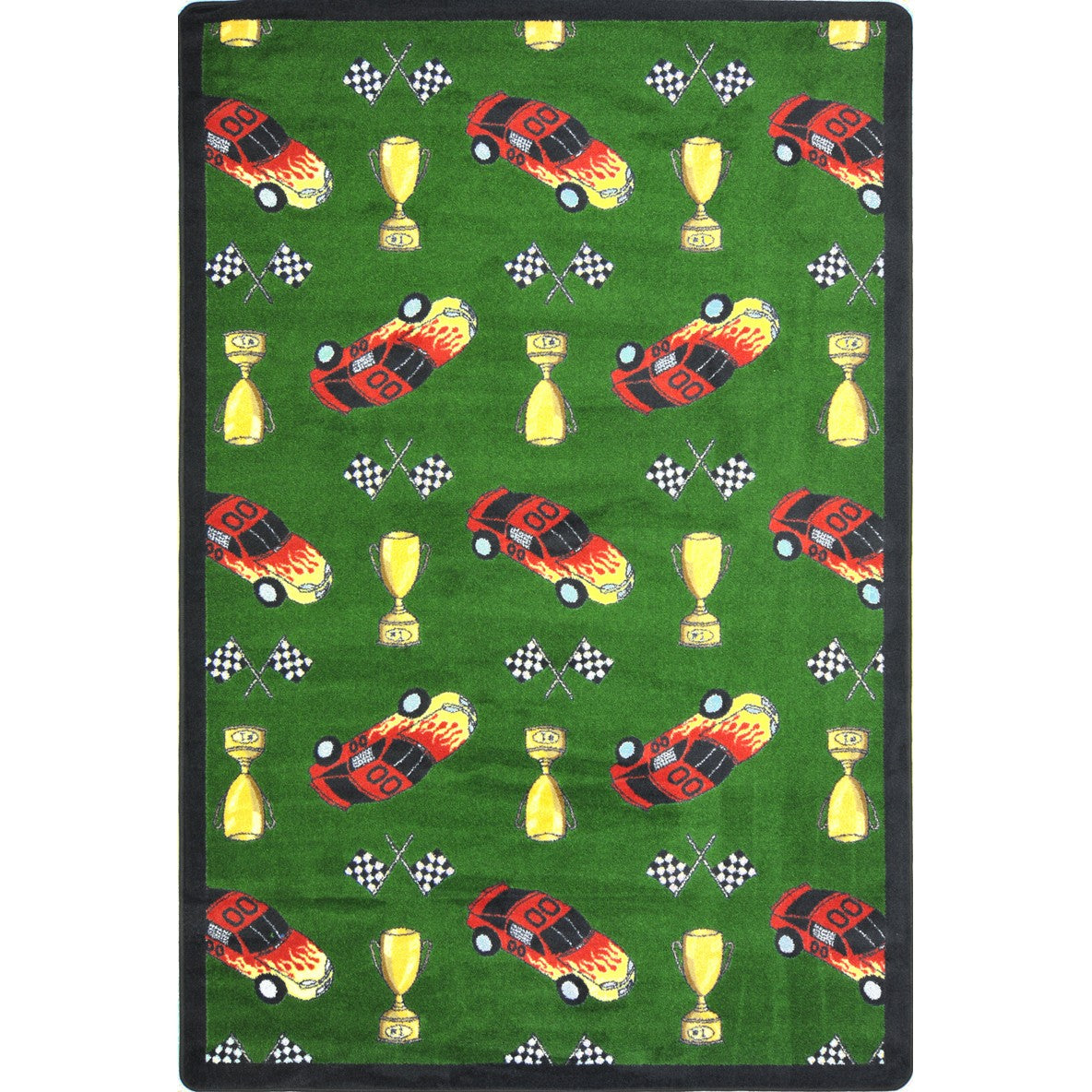 Start Your Engines 3'10" x 5'4" area rug in color Green