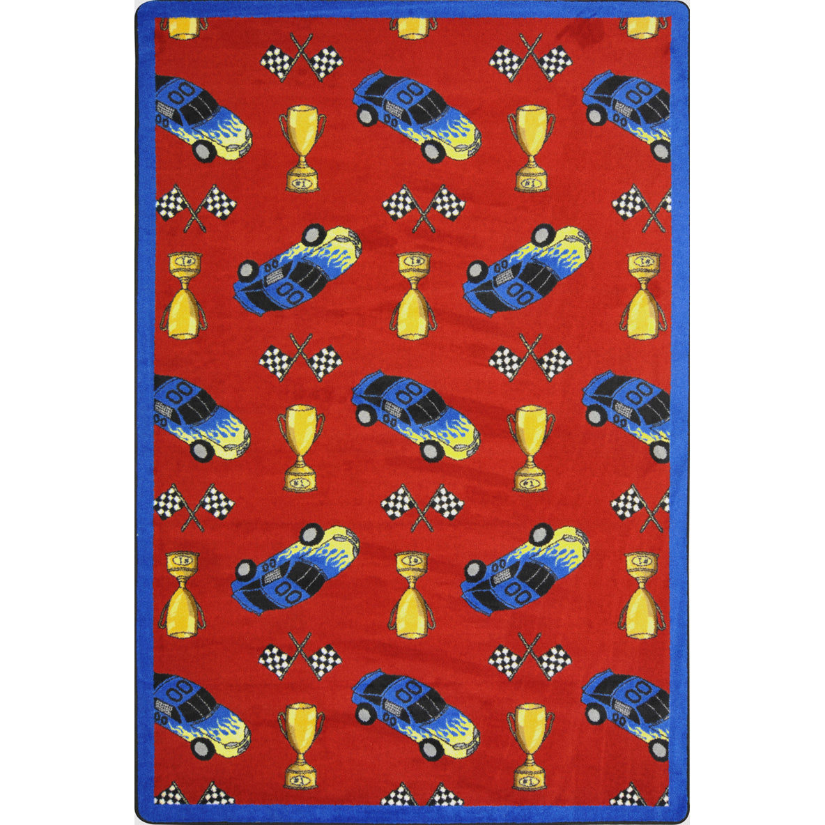 Start Your Engines 3'10" x 5'4" area rug in color Red