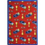 Start Your Engines 5'4" x 7'8" area rug in color Red