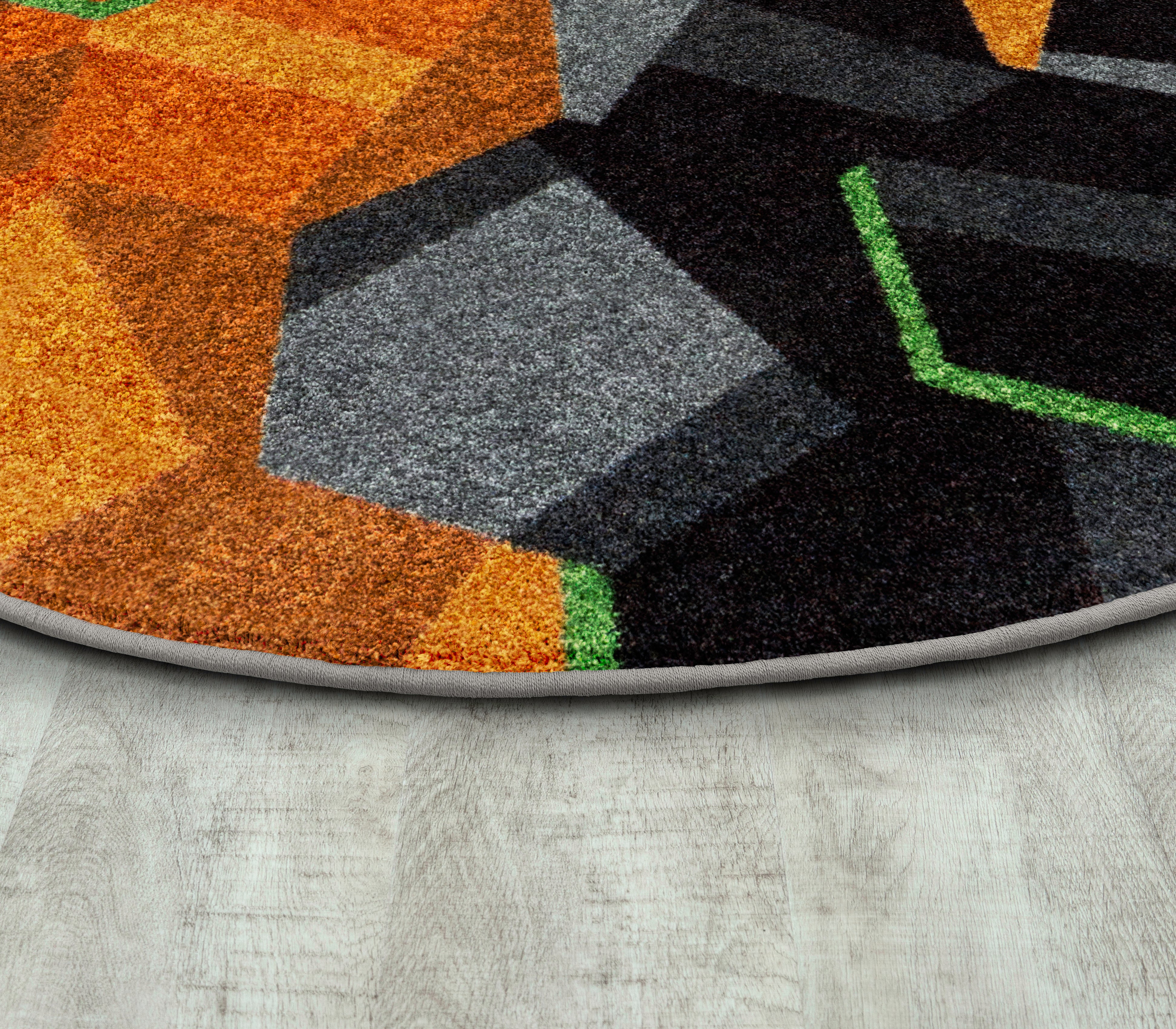 Stealth 5'4" Round area rug in color Tangerine