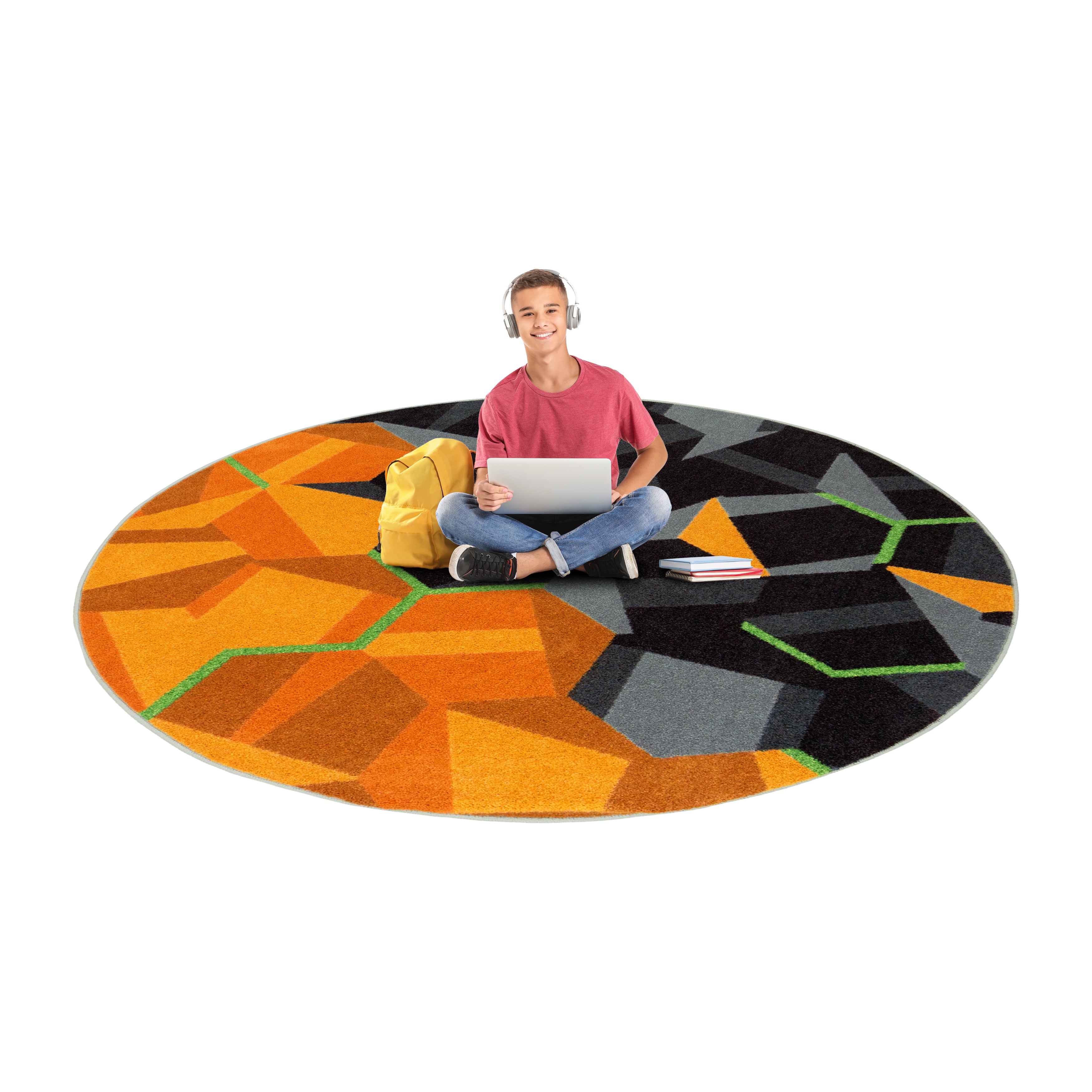 Stealth 7'7" Round area rug in color Tangerine
