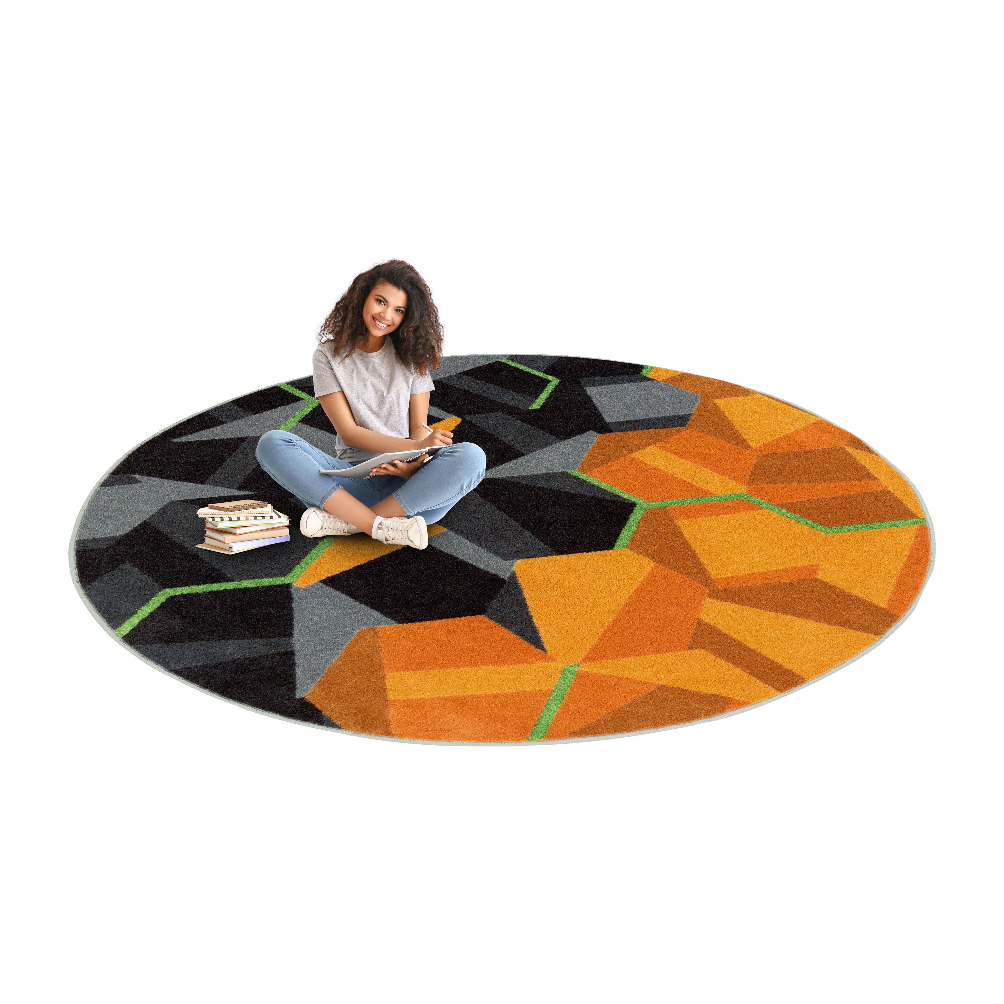 Stealth 7'7" Round area rug in color Tangerine